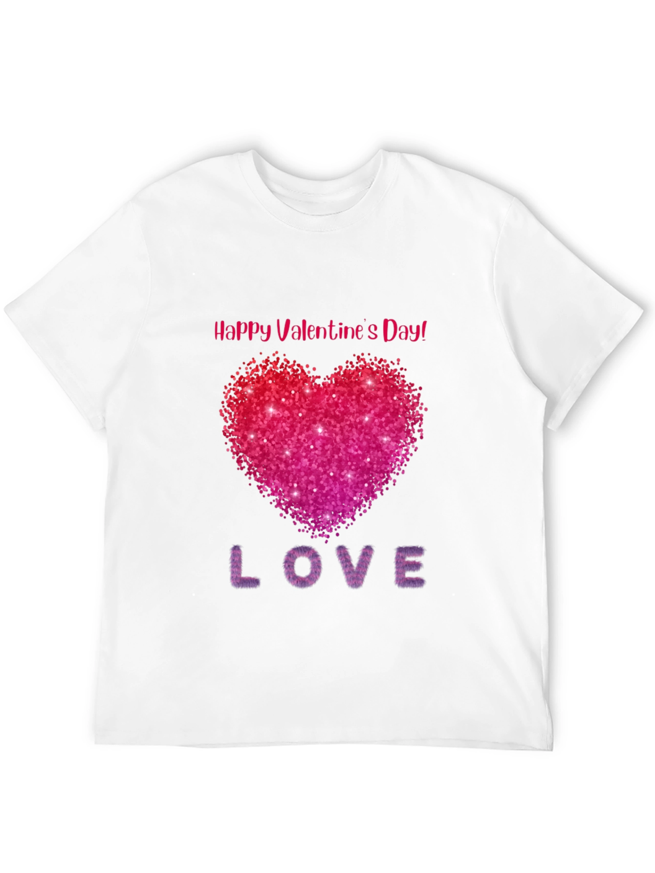 Valentines Day Sparkle Heart Black T-Shirt