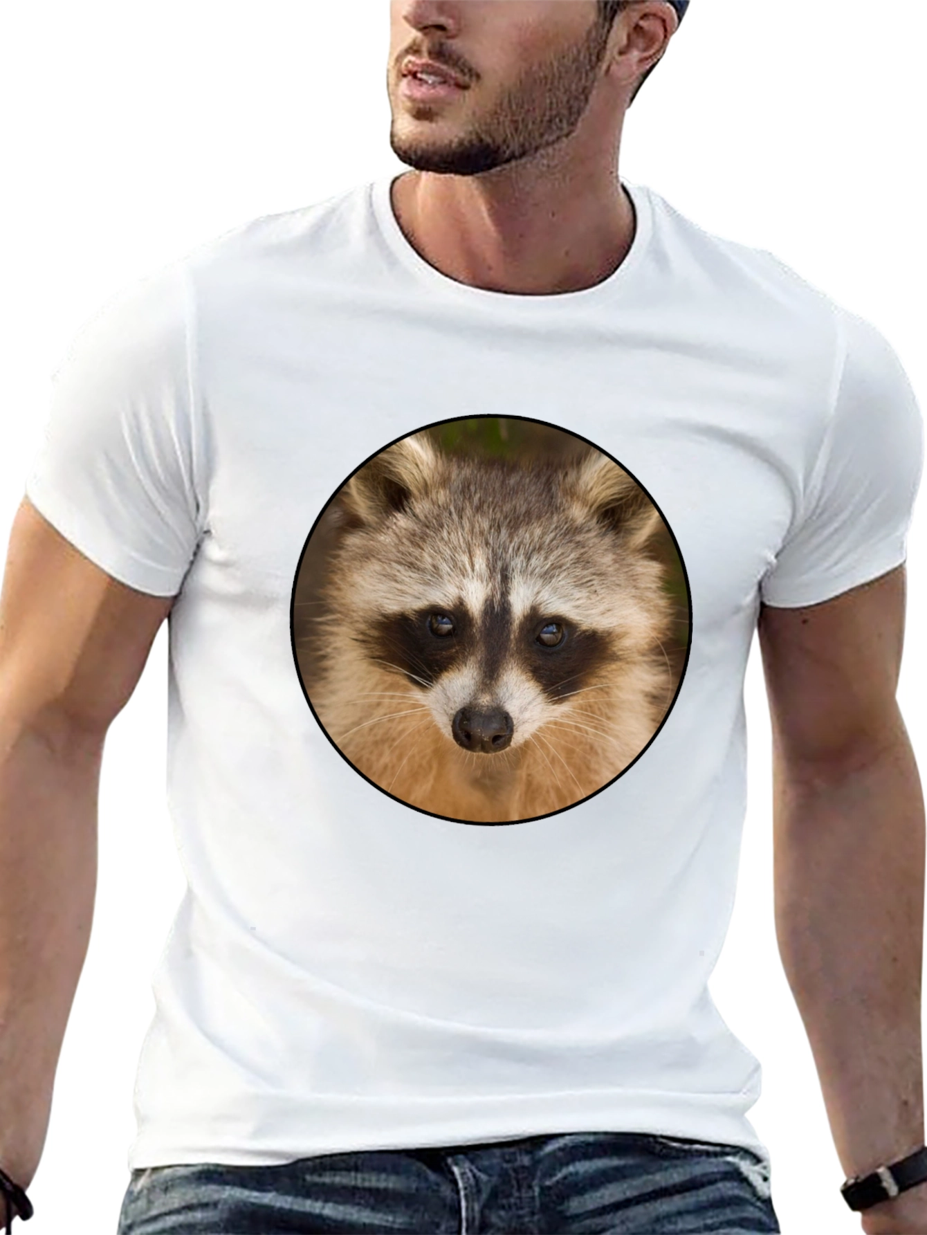 Raccoon Graphic Print Crew Neck T-Shirt