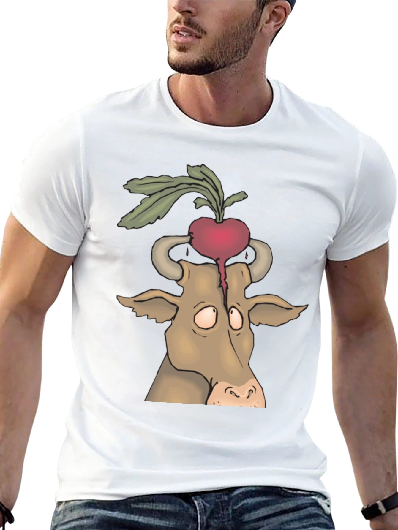 Beet Head Cow Graphic Tee - Unique Animal T-Shirt