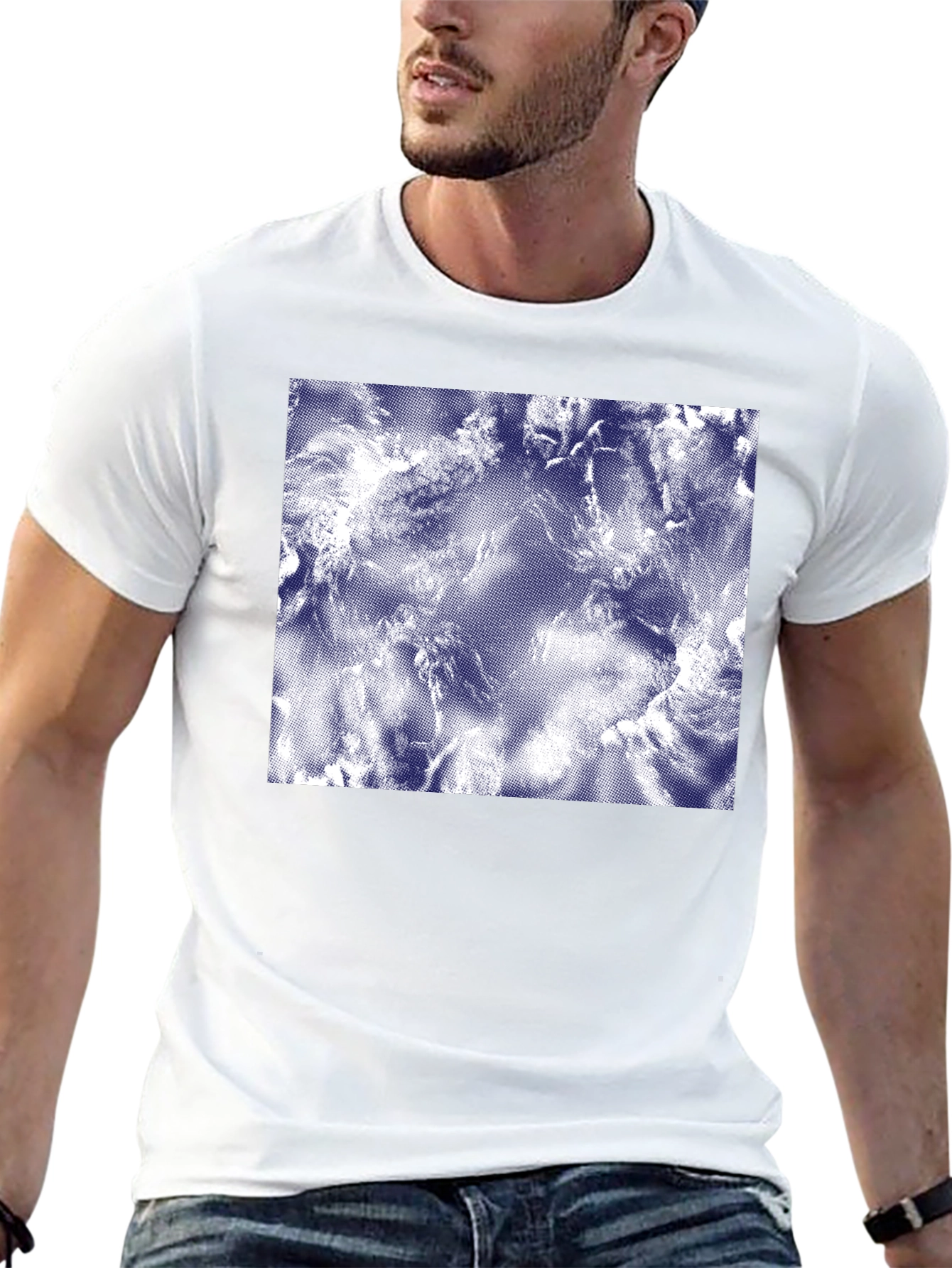 Abstract Cloudscape Print Black T-Shirt
