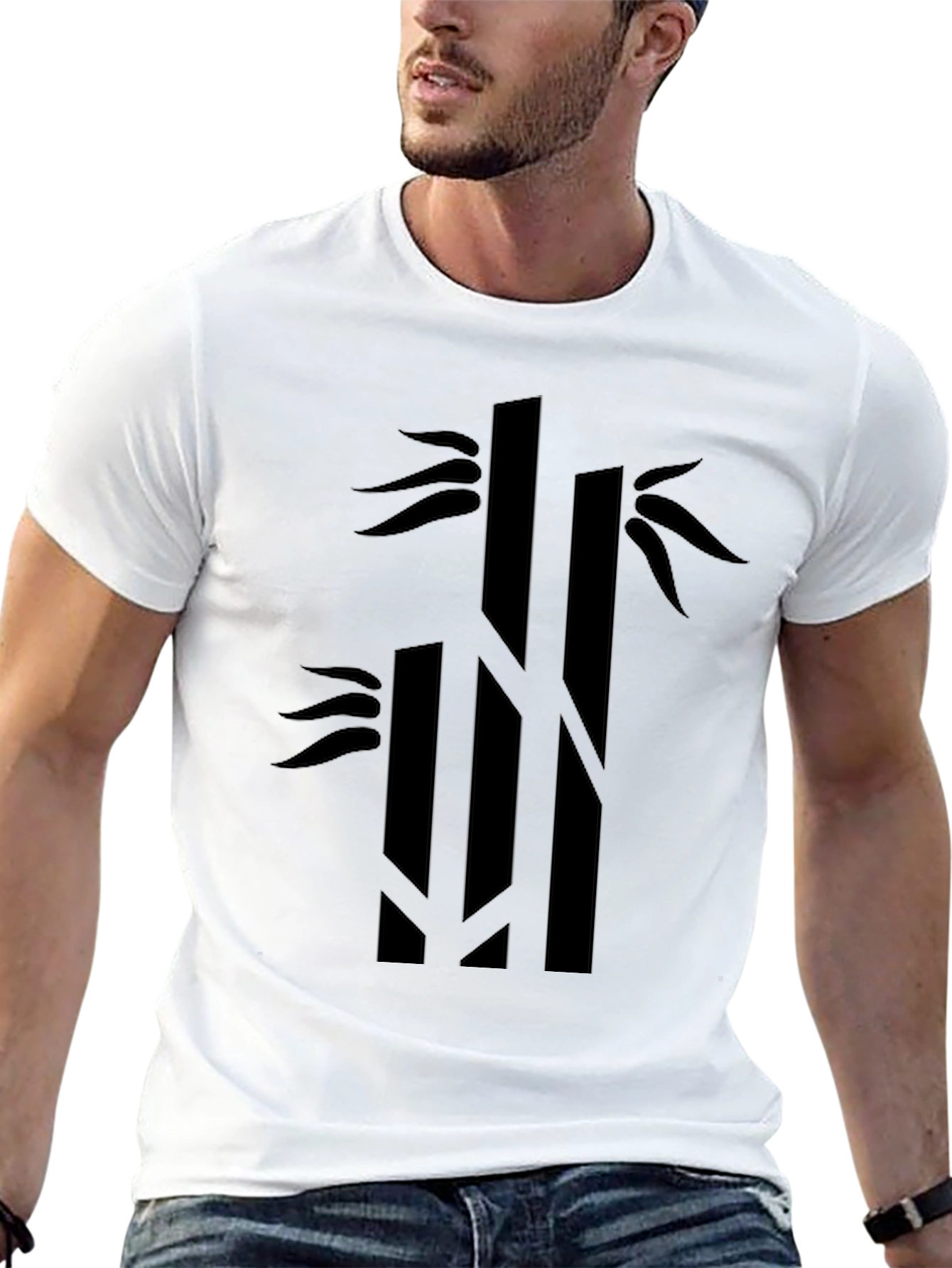 Mens Black Bamboo Graphic Tee - Casual Style