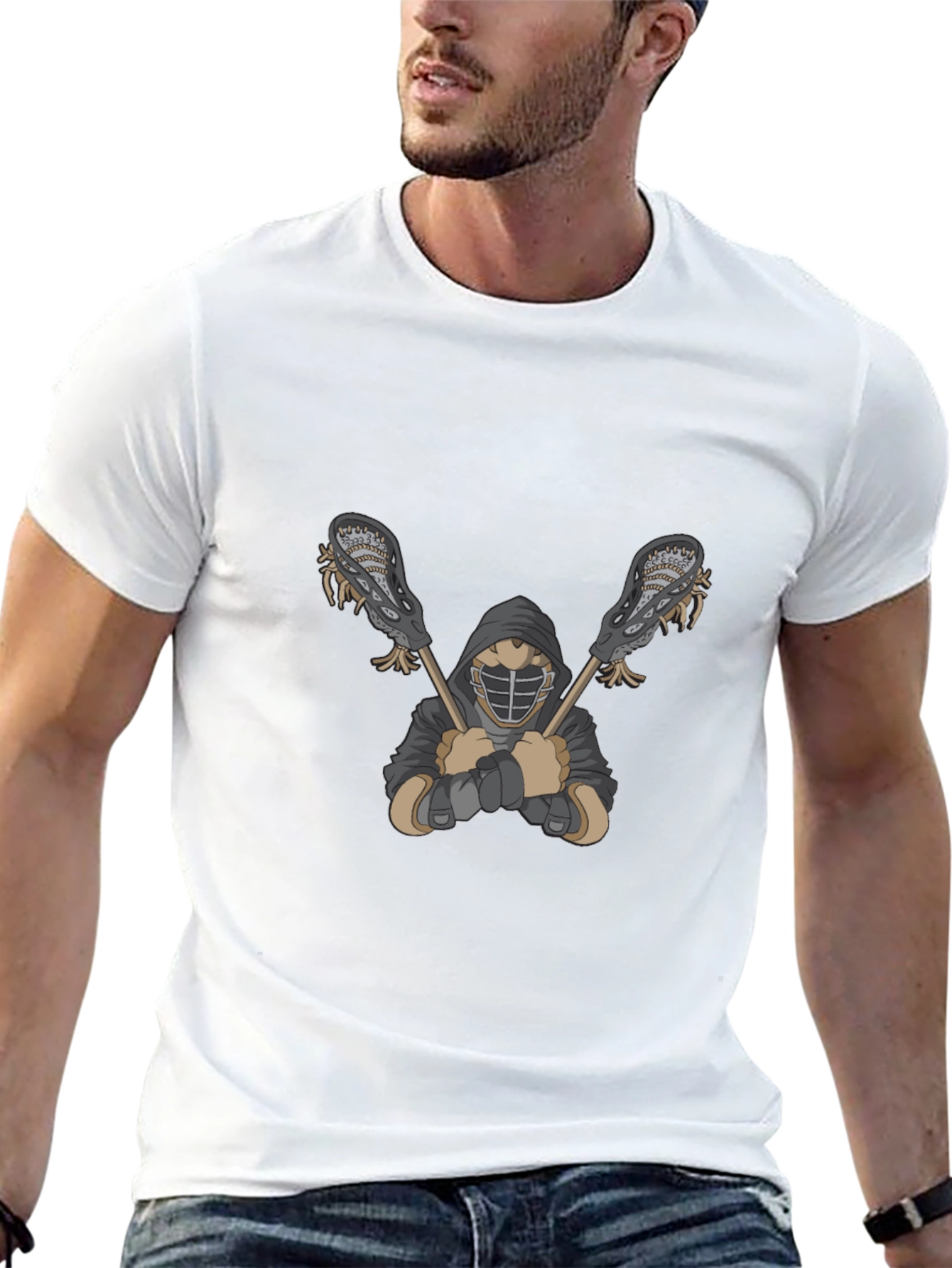 Lacrosse Player Graphic Black T-Shirt