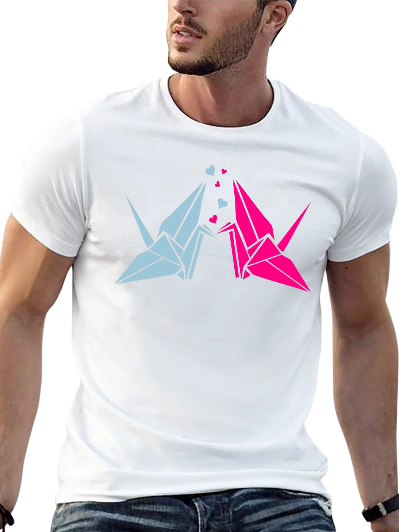 Origami Crane Love Black T-Shirt