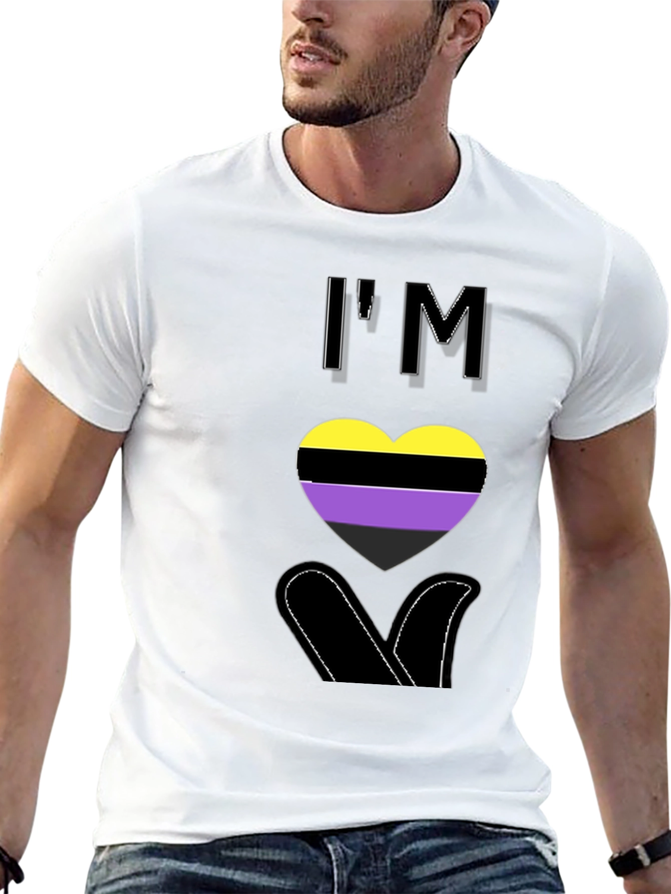 Nonbinary Pride Heart T-Shirt - LGBTQ+ Love