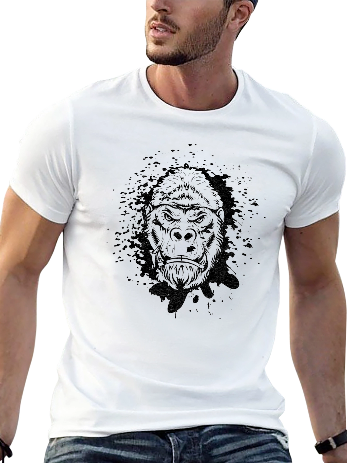 Mens Black Gorilla Graphic Print T-Shirt