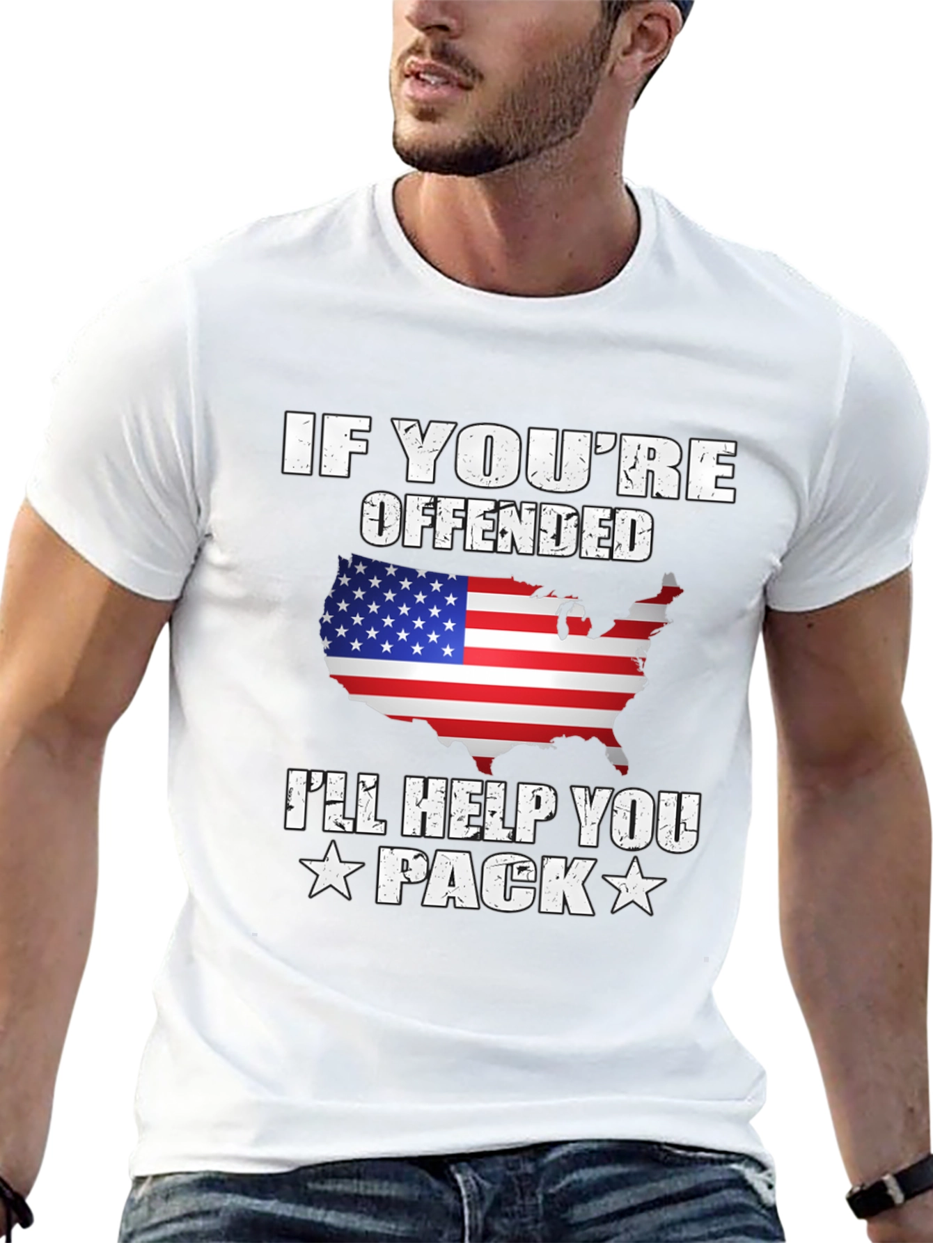 Offended Ill Help You Pack Patriotic USA T-Shirt