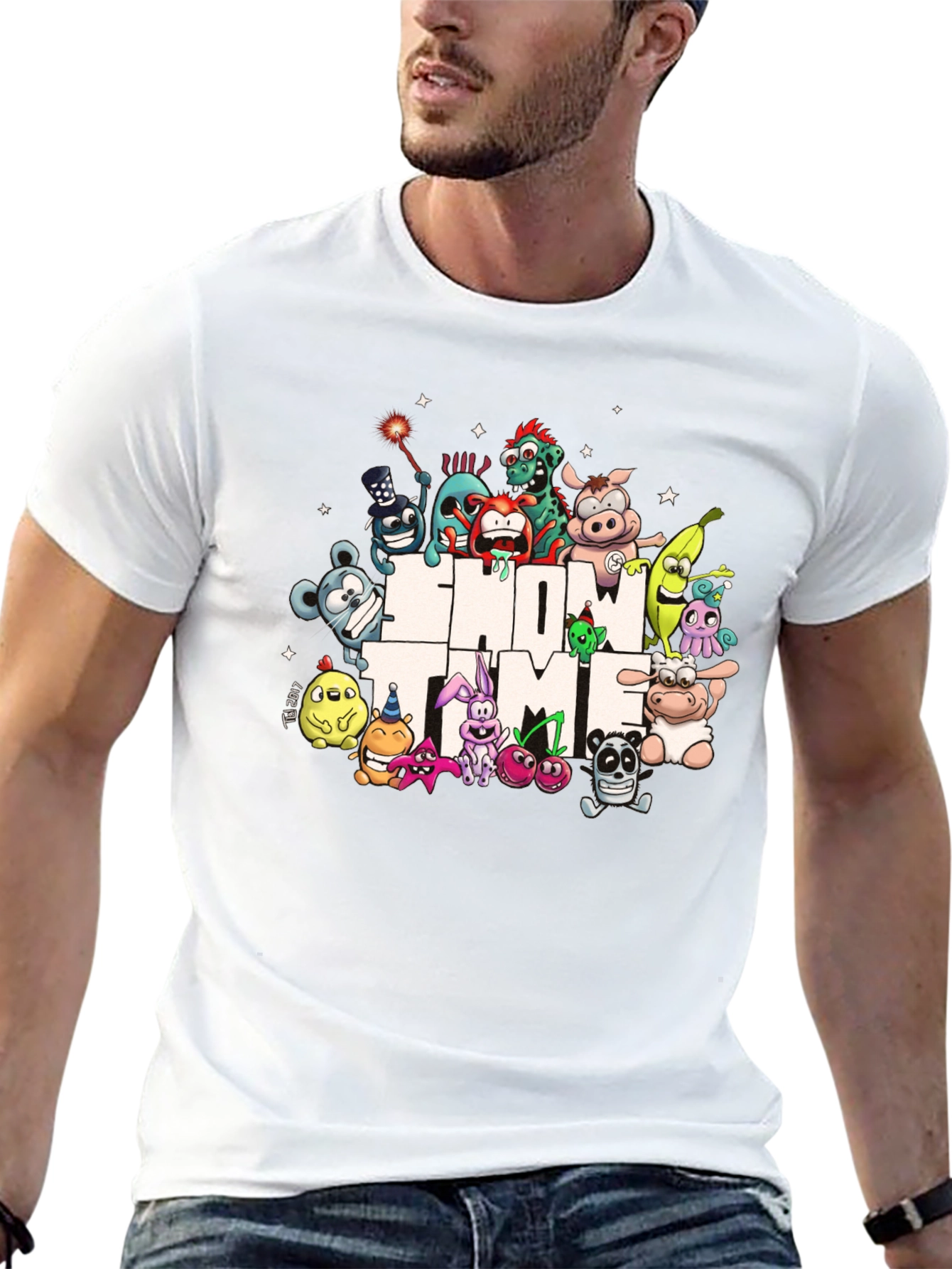 Show Time Character Print Black T-Shirt