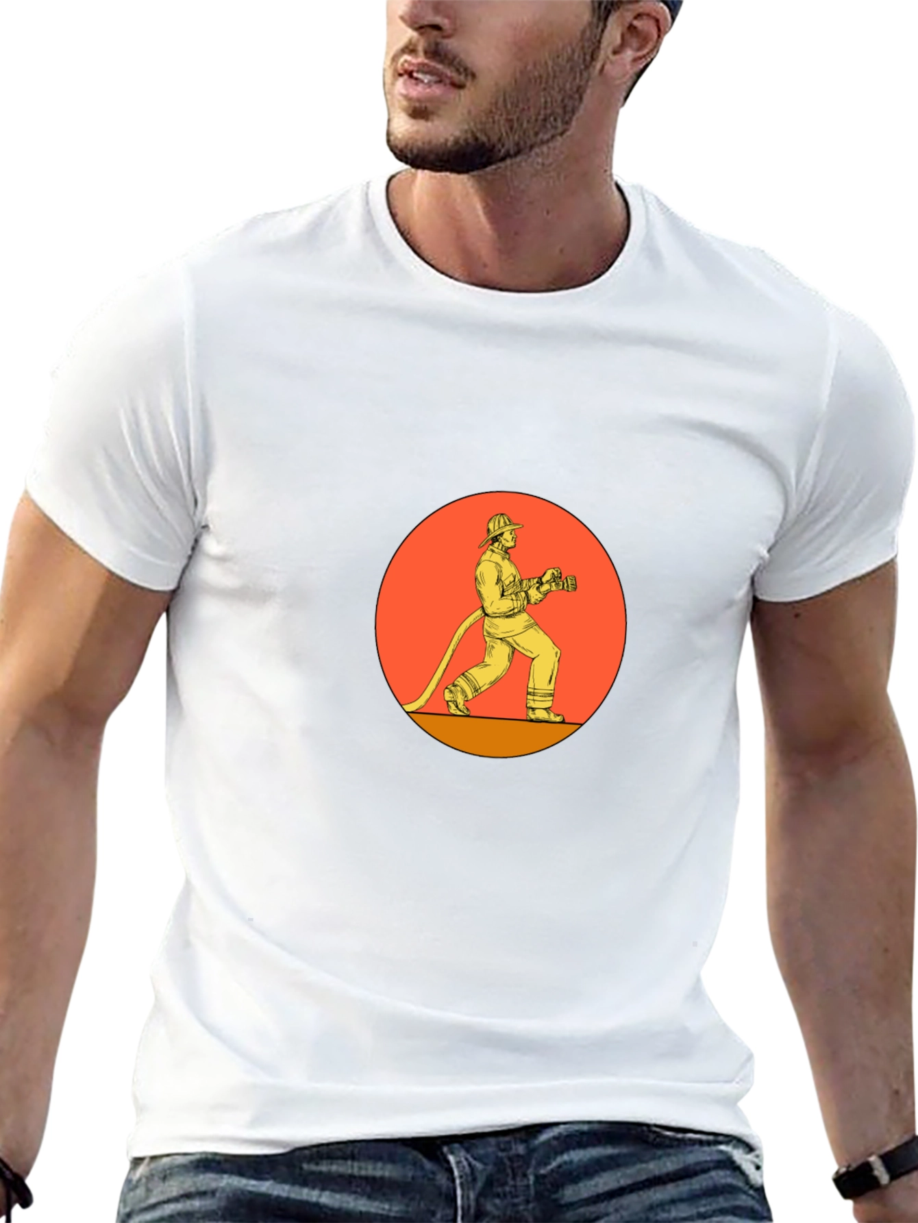 Firefighter Graphic T-Shirt - Black Cotton Tee