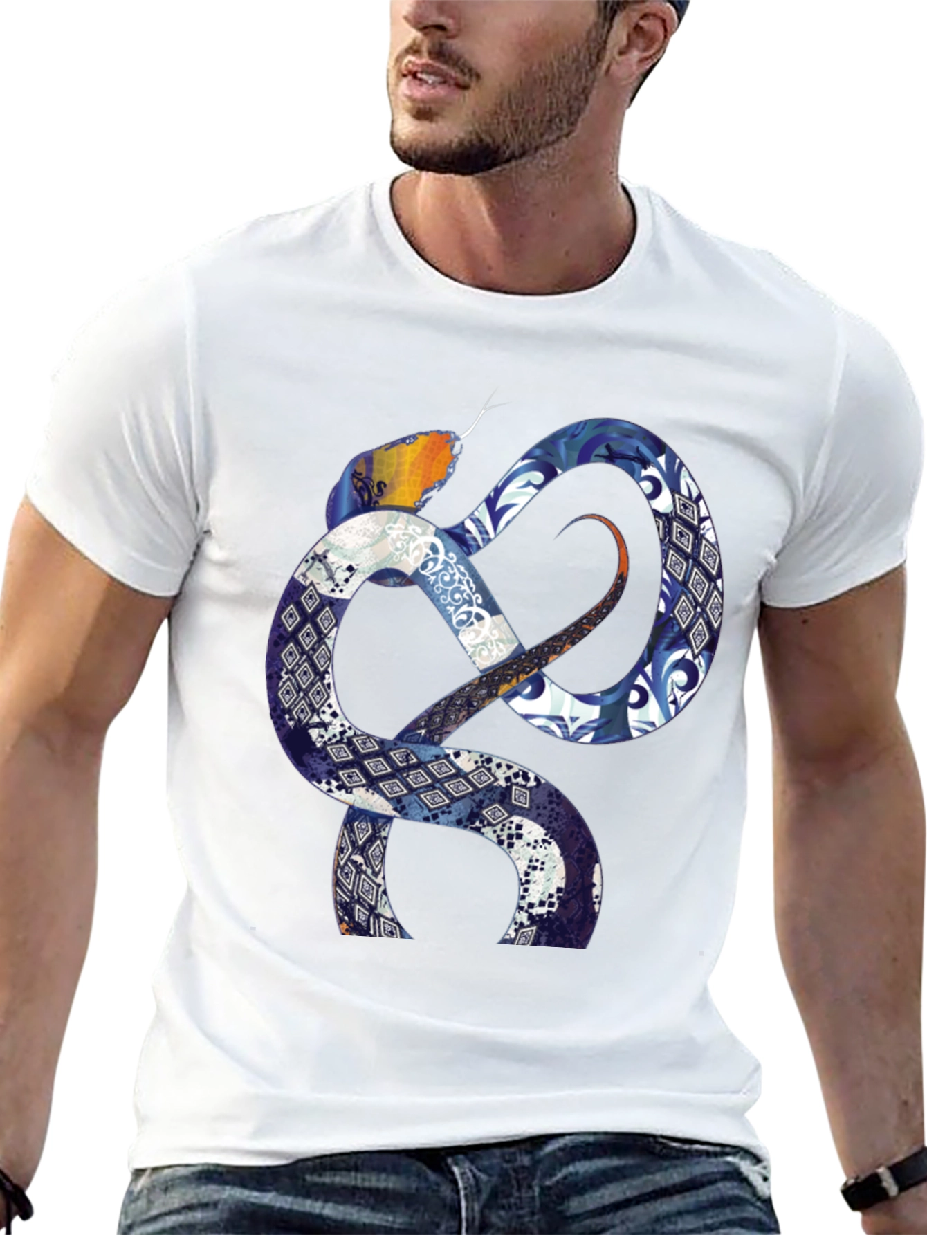 Serpentine Pattern Graphic T-Shirt - Bold Statement Tee