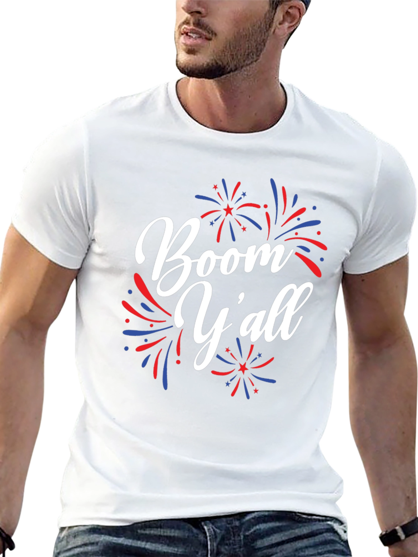 Boom Yall T-Shirt - Patriotic Fireworks Design