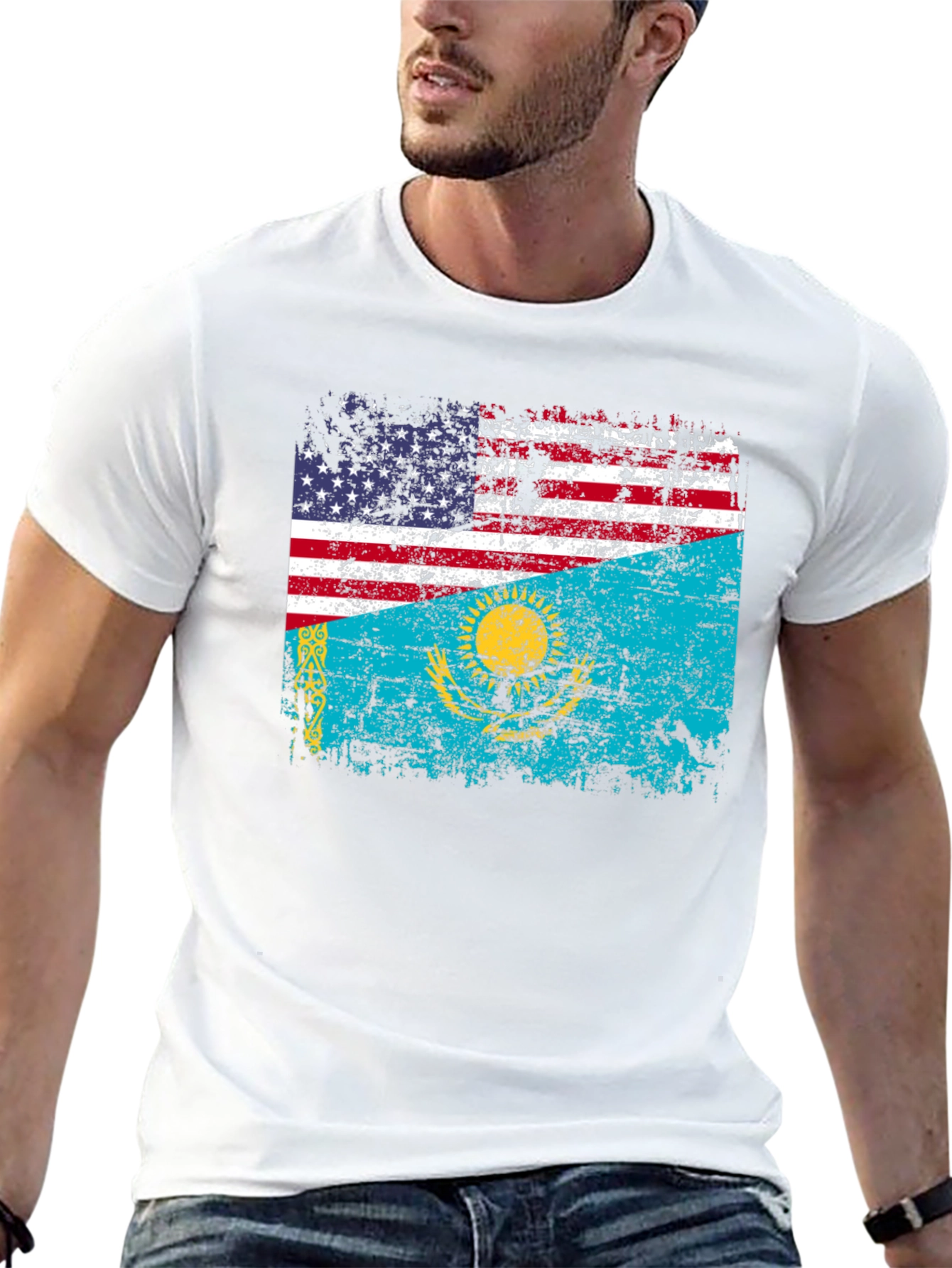 USA Kazakhstan Flag T-Shirt