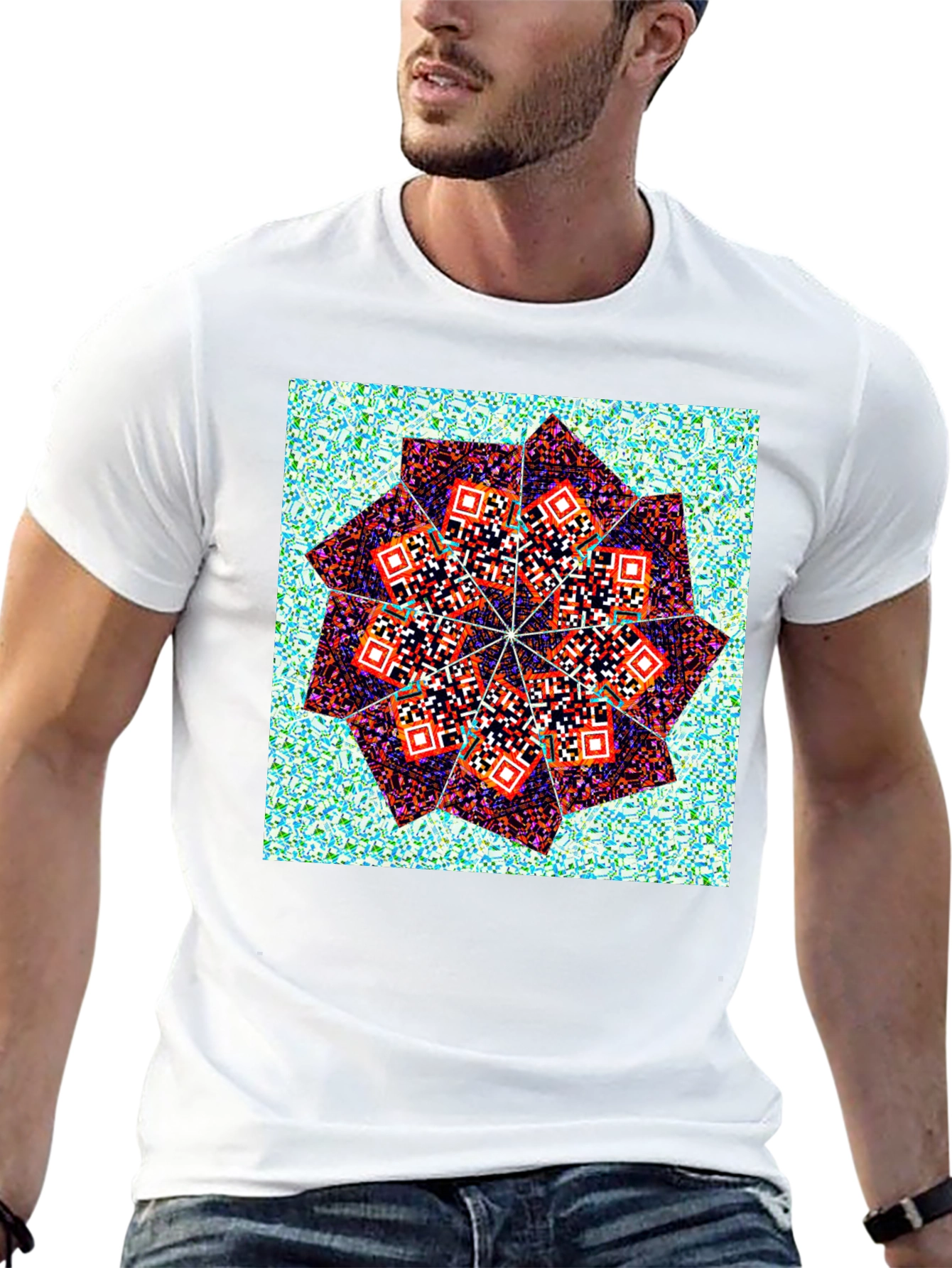 Geometric Print Crew Neck T-Shirt