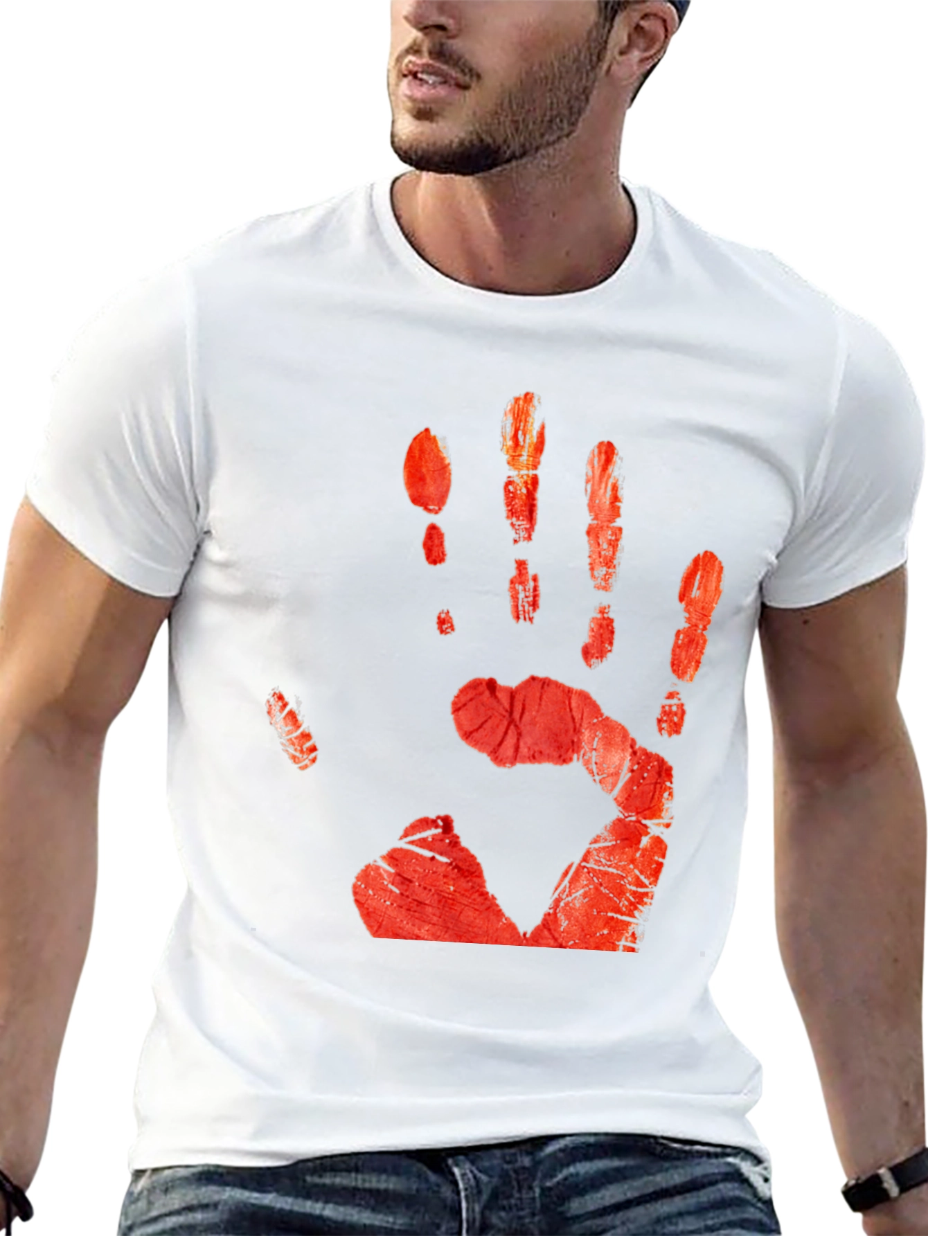 Bloody Handprint Graphic Tee - Halloween Ready!