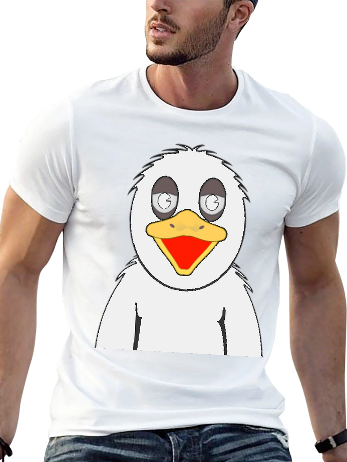 Cartoon Bird Graphic Black T-Shirt