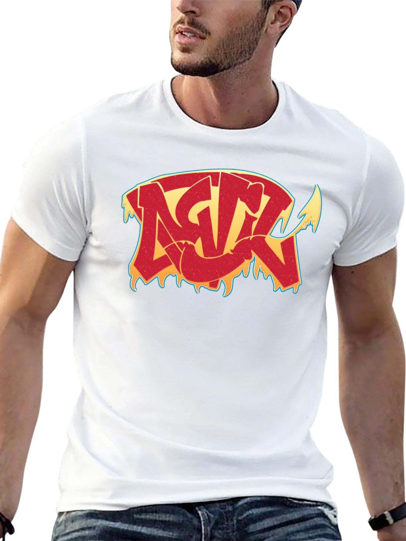 Edgy Graphic Tee: Red Drip Devil