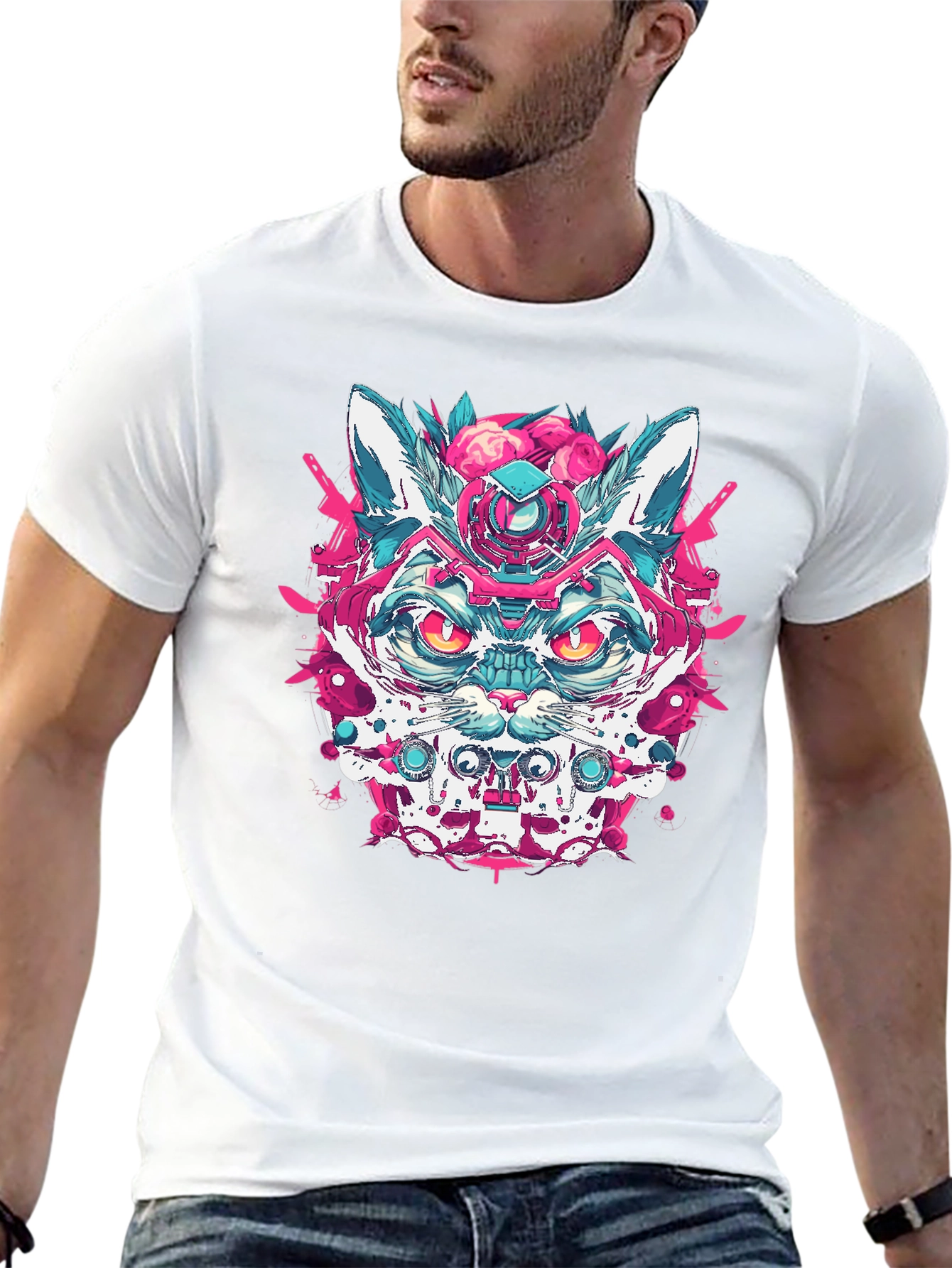 Cyberpunk Cat T-Shirt - Cool Graphic Tee