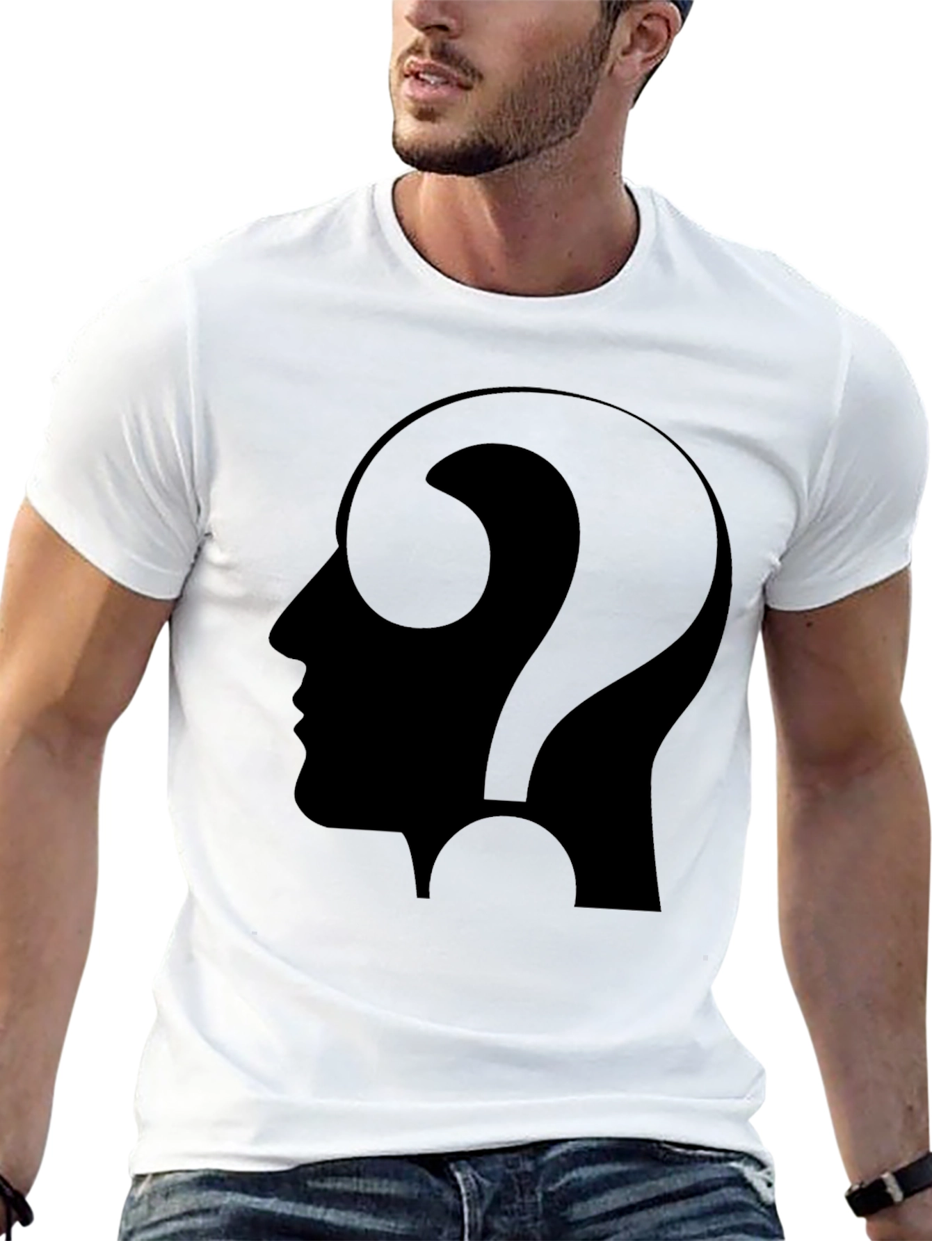 Thinking Man Tee - Question Mark Profile T-Shirt