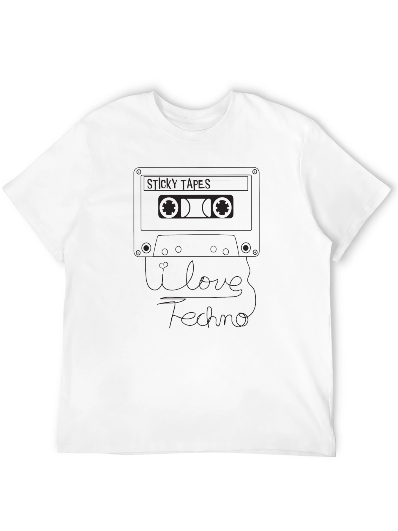 I Love Techno Cassette Tape Mens Black T-Shirt