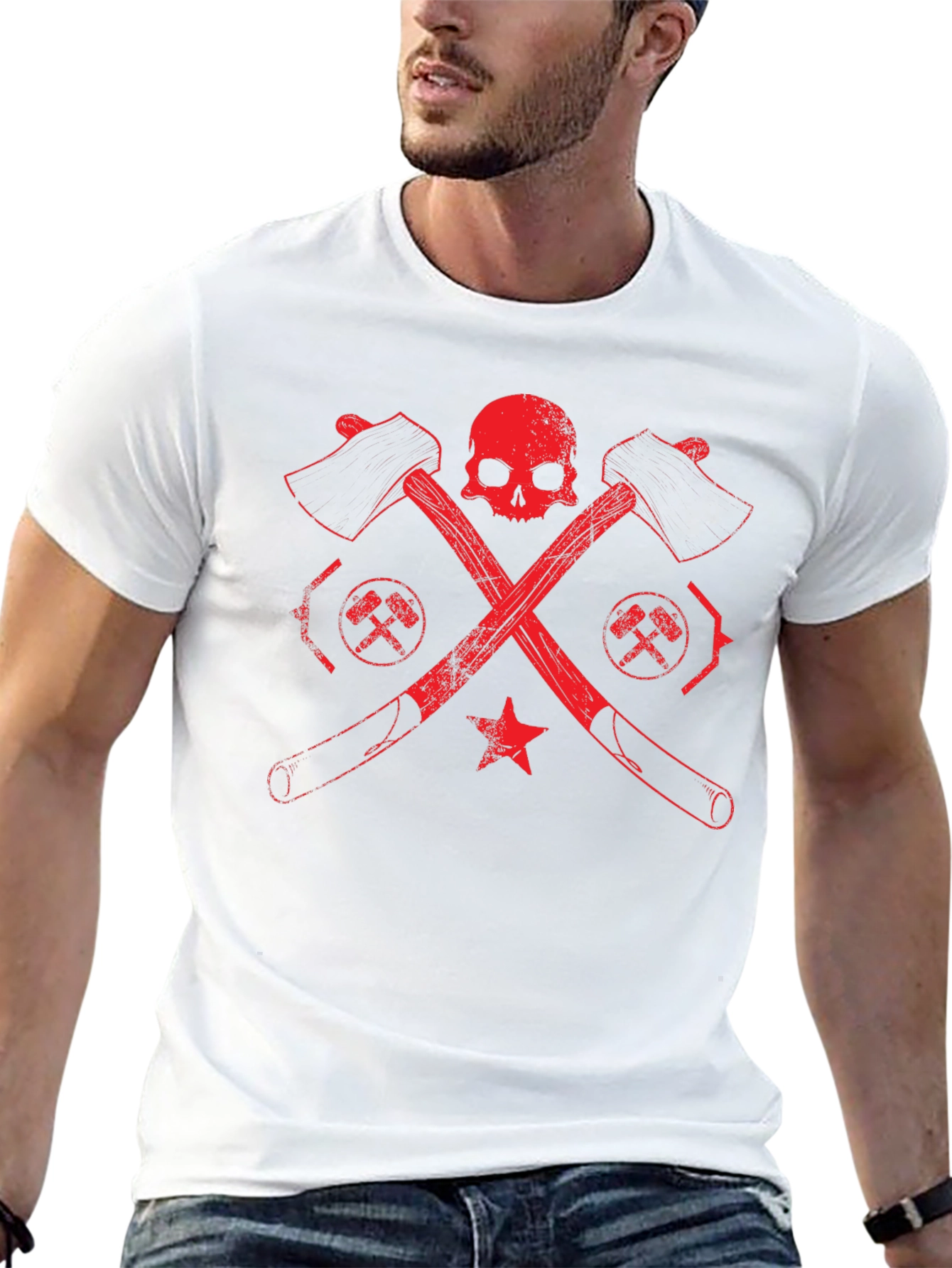 Skull & Crossed Axes Graphic Tee - Black