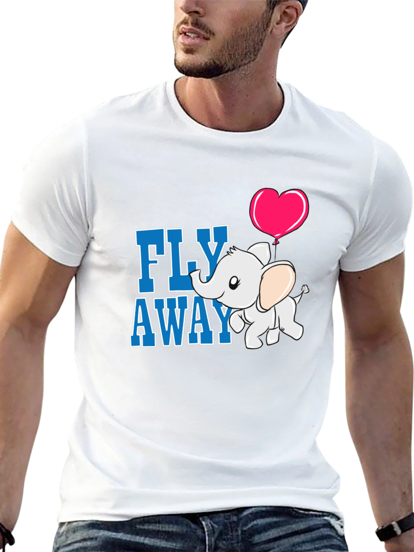 Cute Elephant Fly Away Graphic T-Shirt