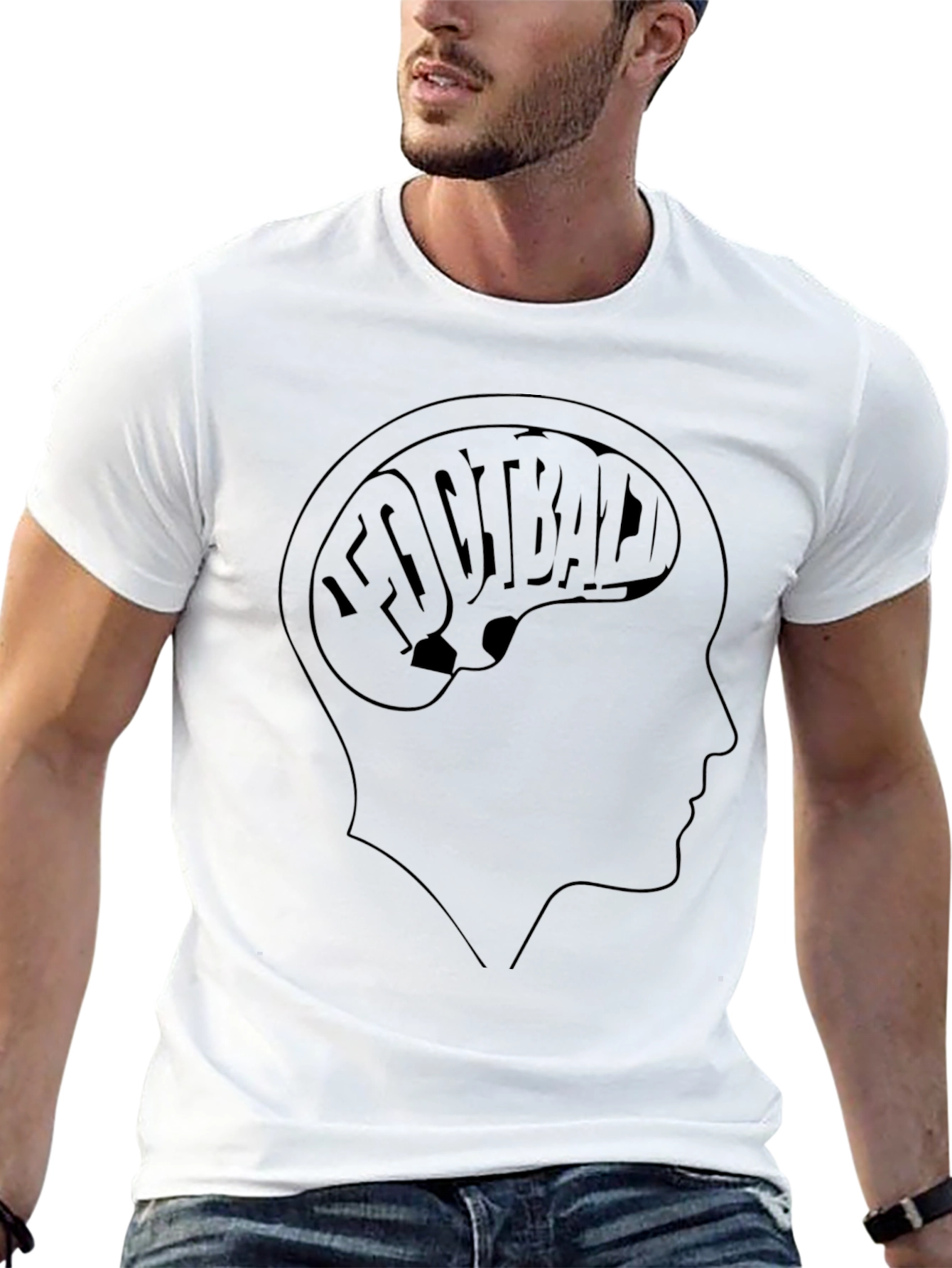Football Brain Graphic Tee - Black