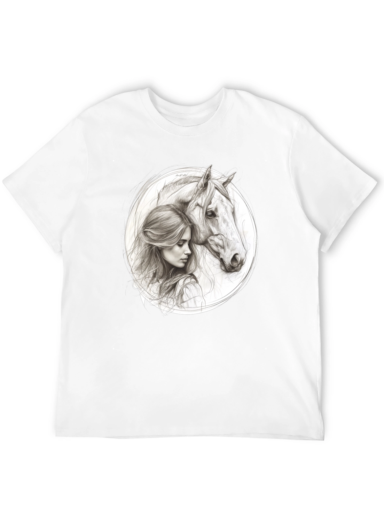 Woman and Horse Graphic Tee - Black