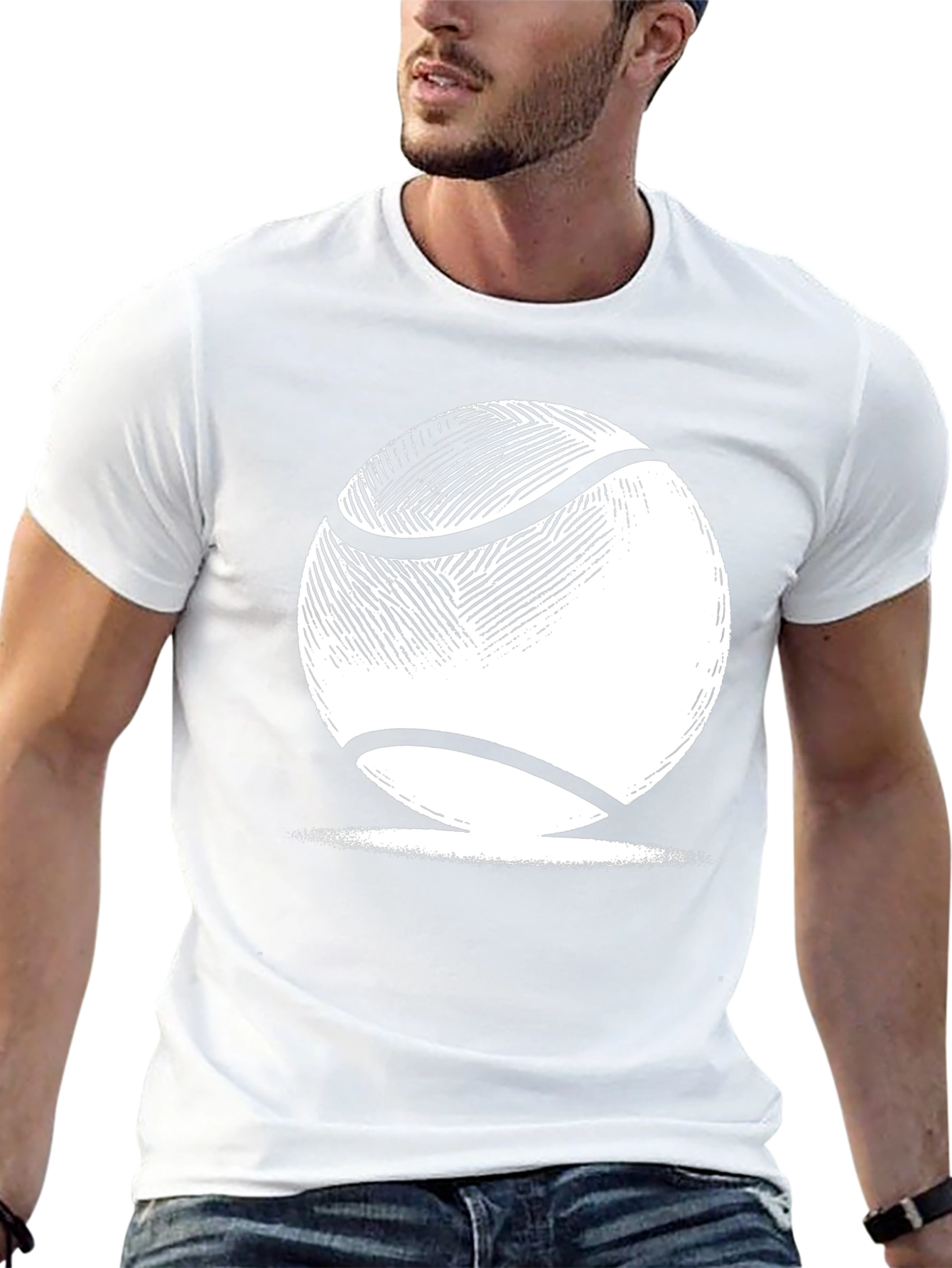 Tennis Ball Graphic Tee - Classic Black Cotton T-Shirt