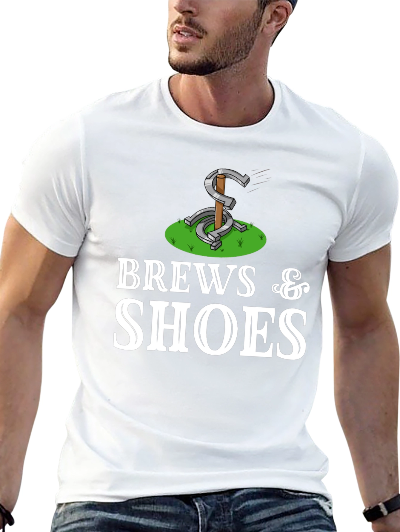 Brew & Shoes Graphic Tee Horseshoe Design