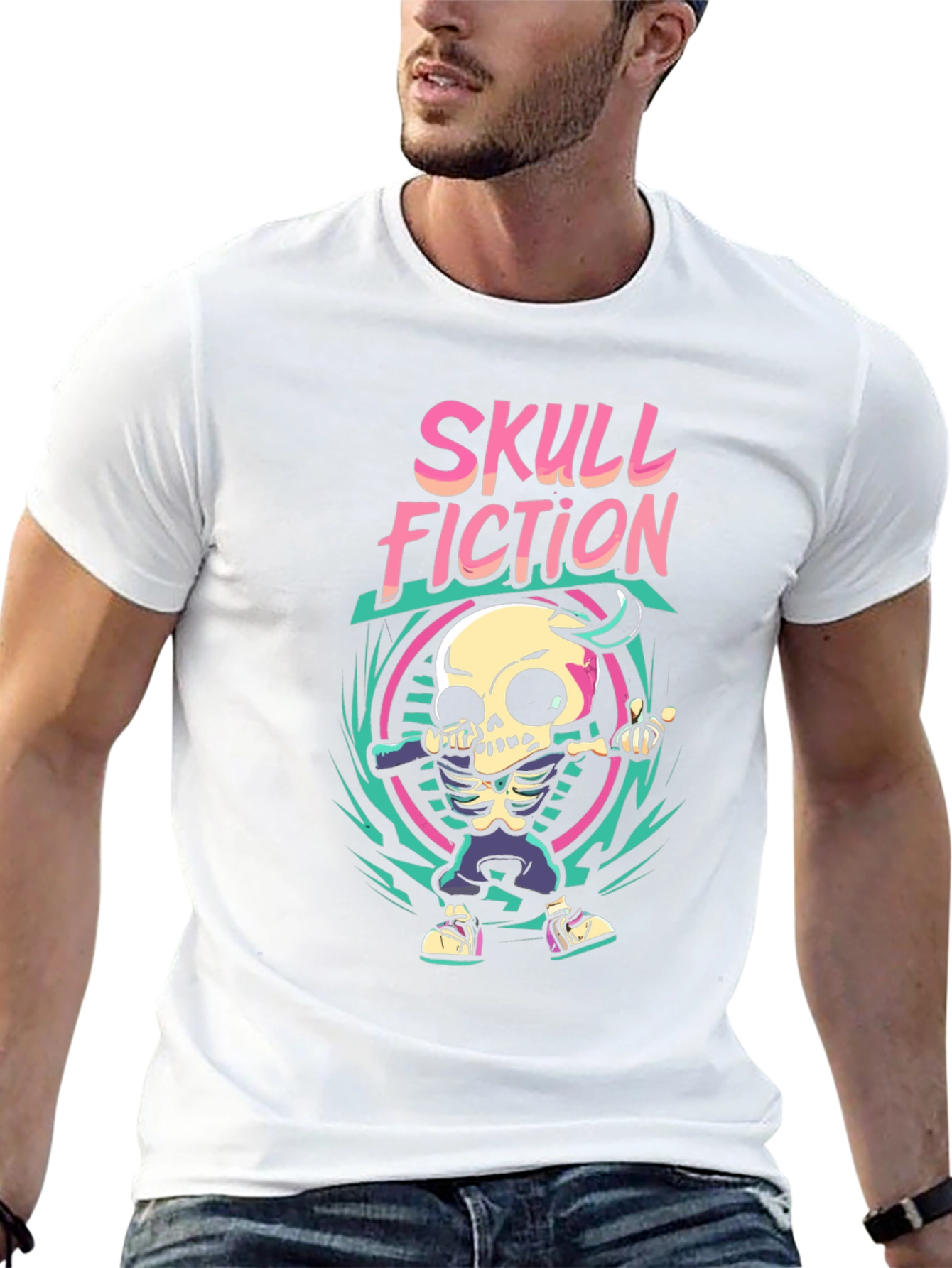 Skull Fiction Graphic Tee - Stylish Skull Design T-Shirt