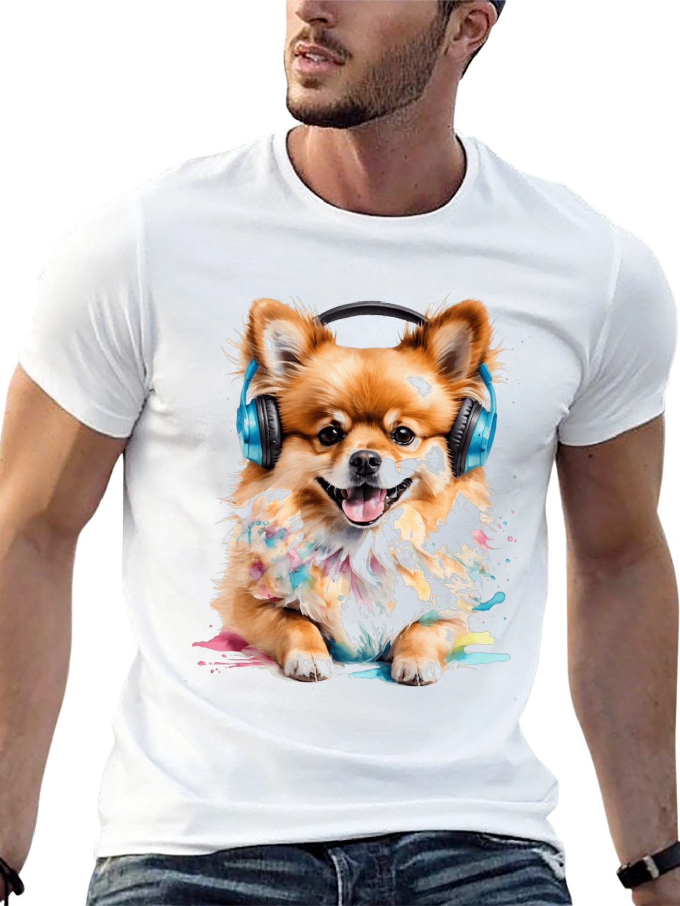 Dog with Headphones T-Shirt