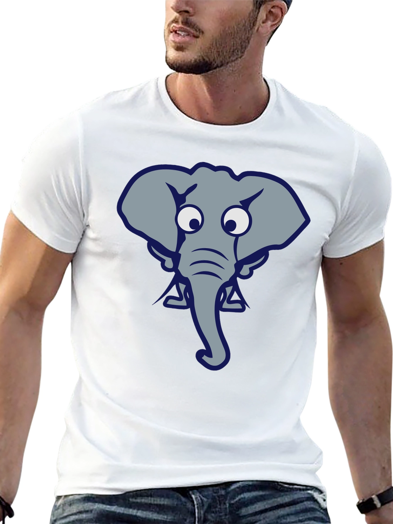 Funny Elephant Graphic Tee - Black Cotton T-Shirt