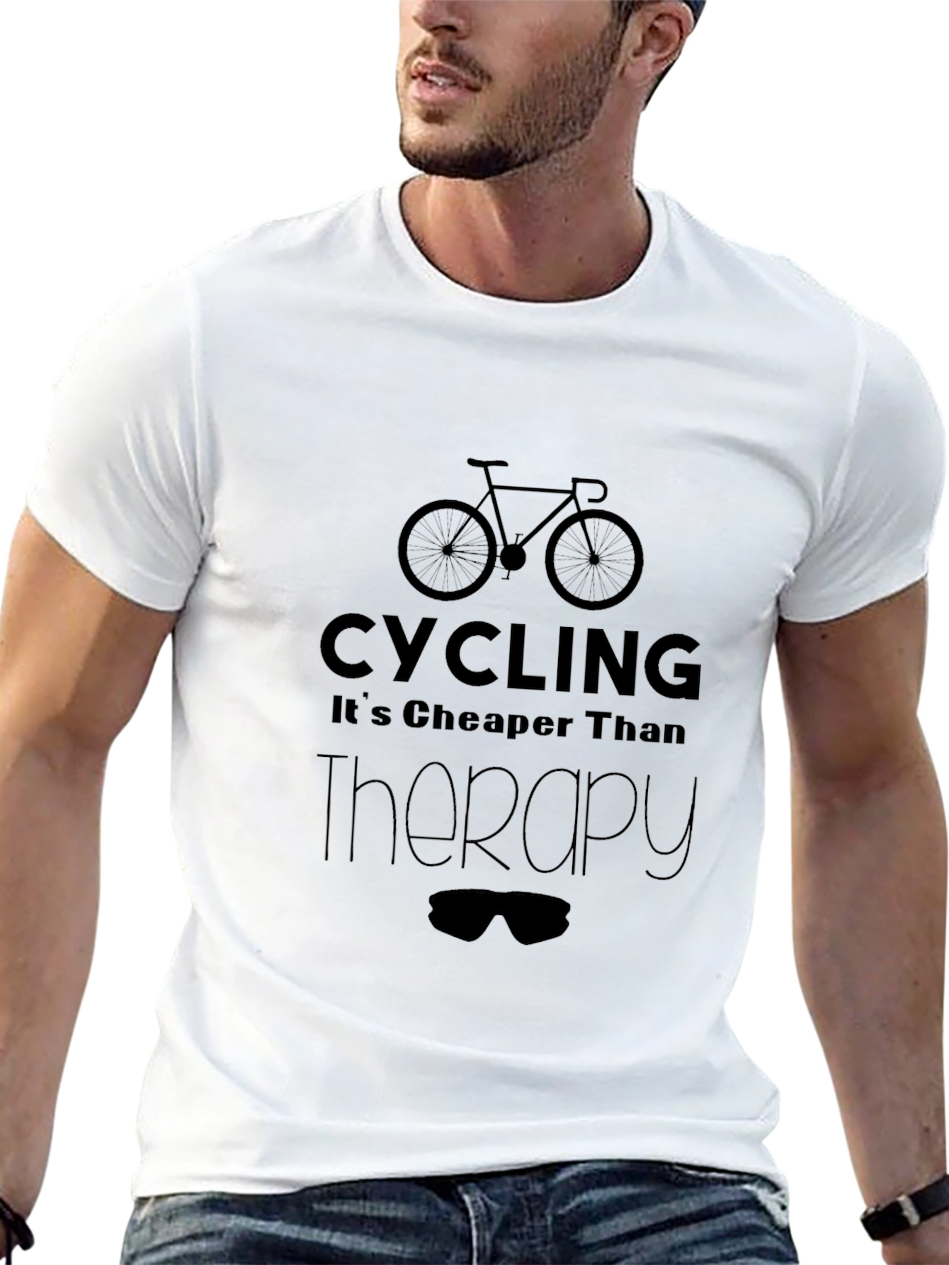 Cycling is Cheaper Than Therapy Black T-Shirt