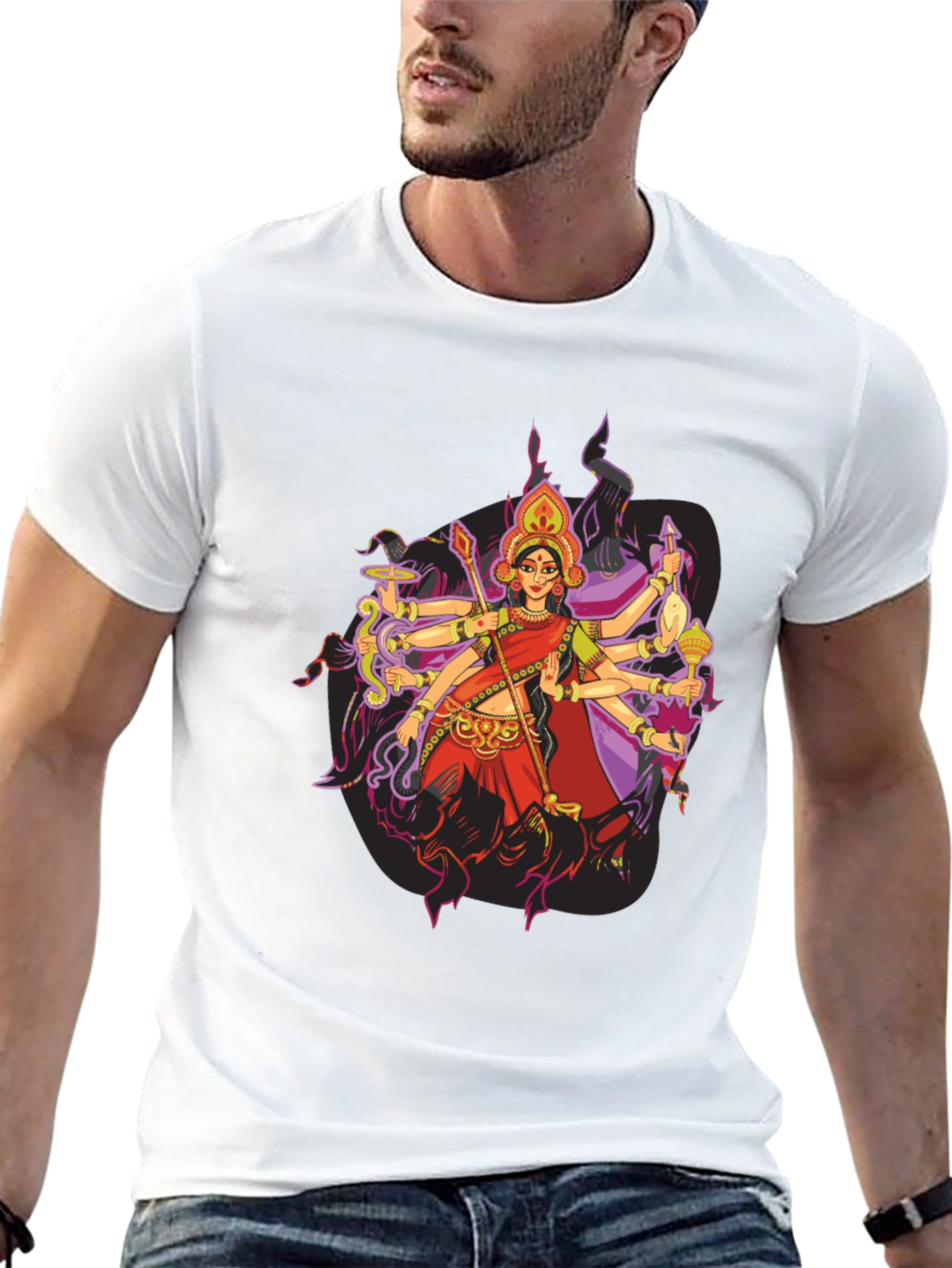 Durga Goddess Graphic Tee - Mens Black T-Shirt