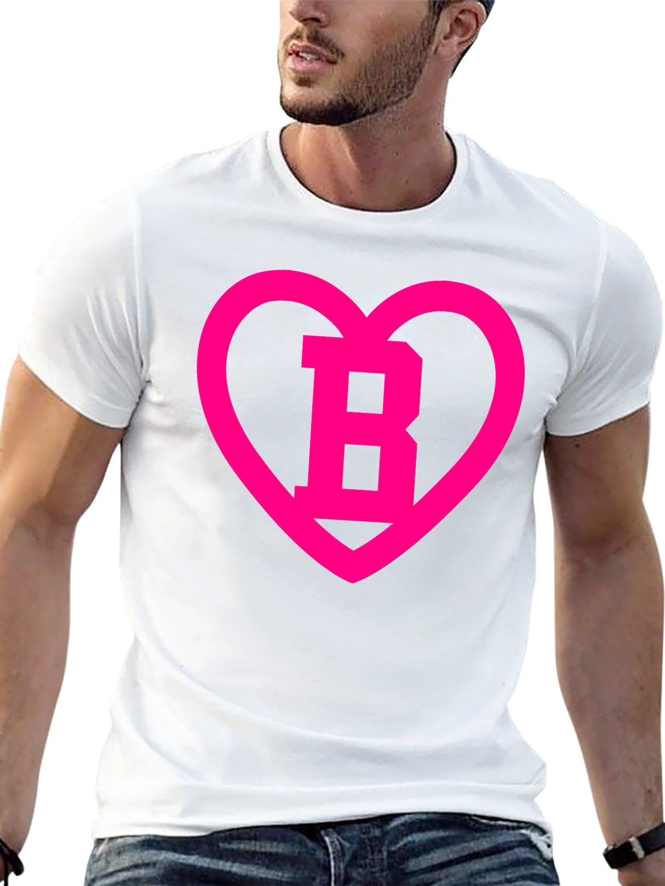 Black T-Shirt with Pink Heart B Design