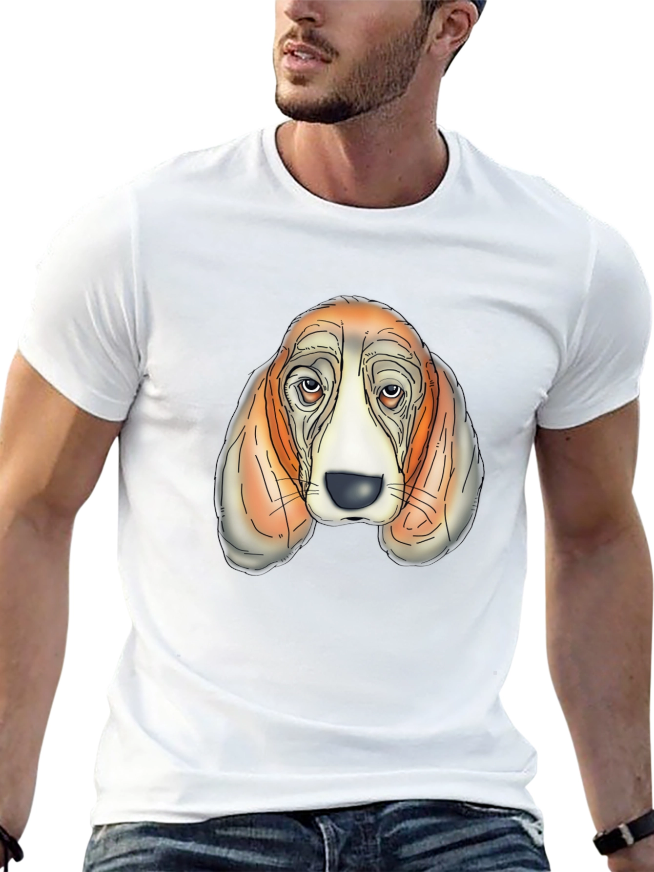 Basset Hound Graphic Tee - Mens Black T-Shirt