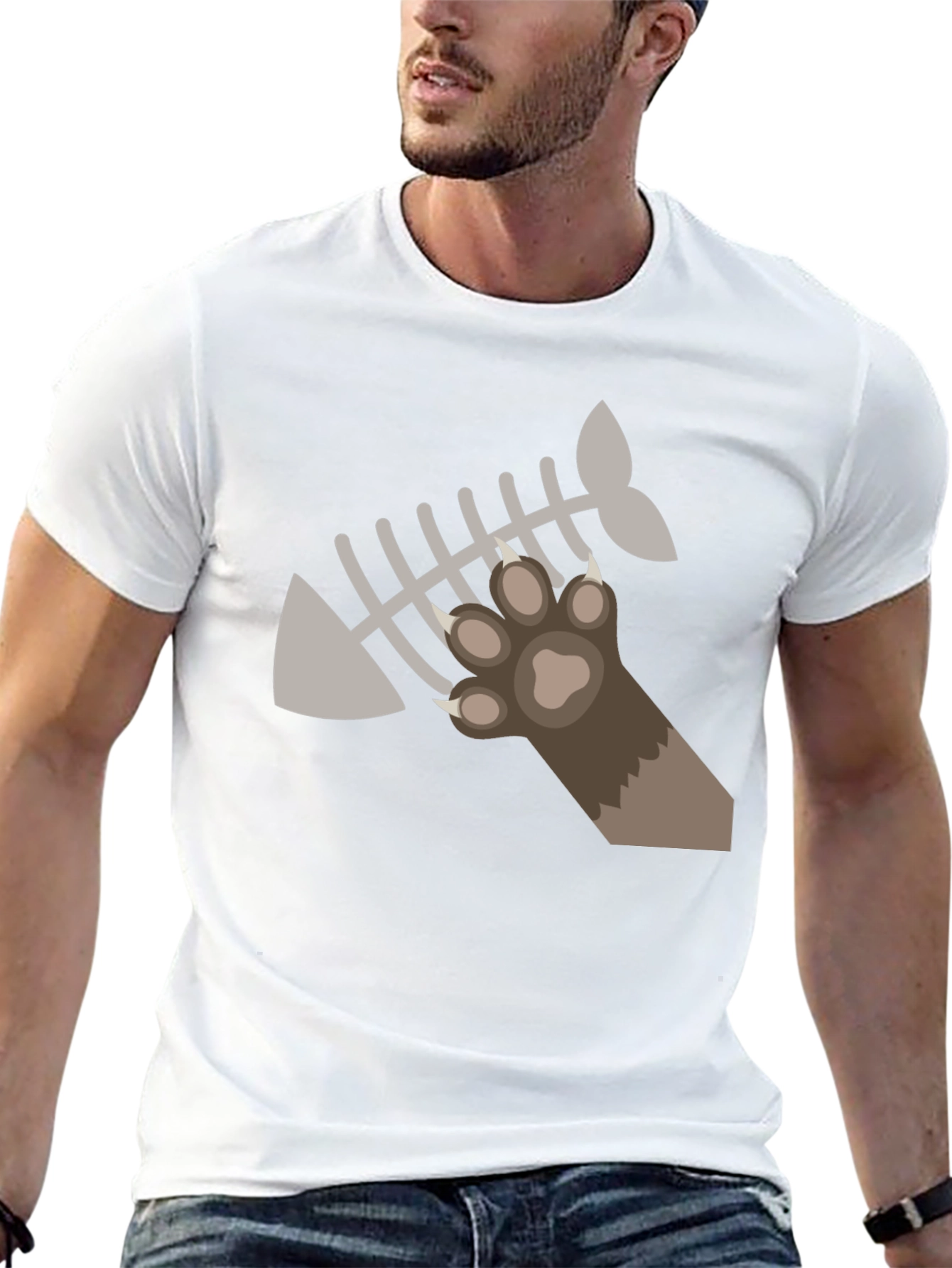 Cat Paw Fishbone Graphic Tee - Black T-Shirt
