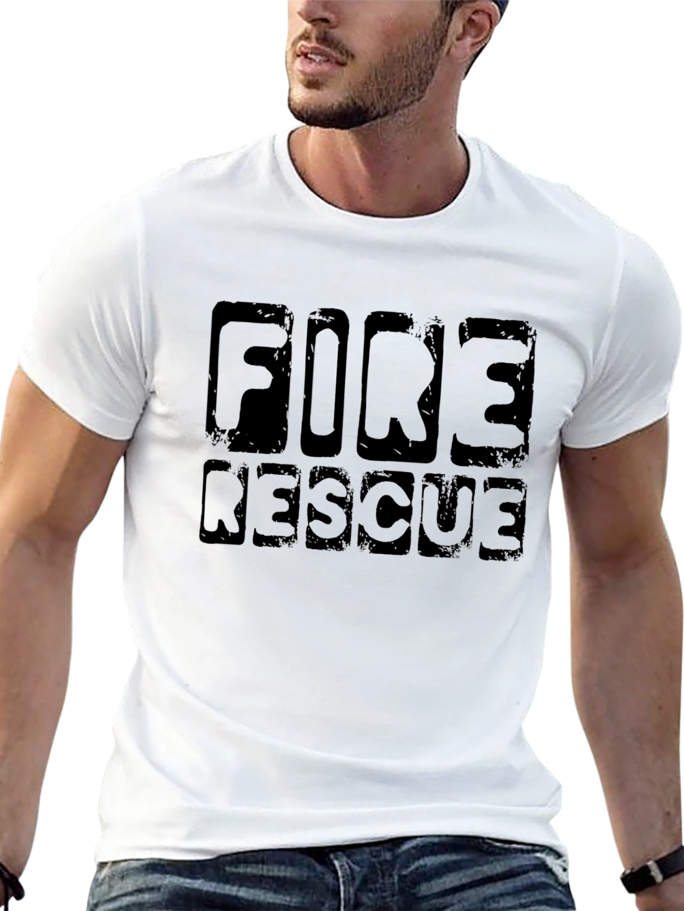 Fire Rescue T-Shirt - Black Graphic Tee