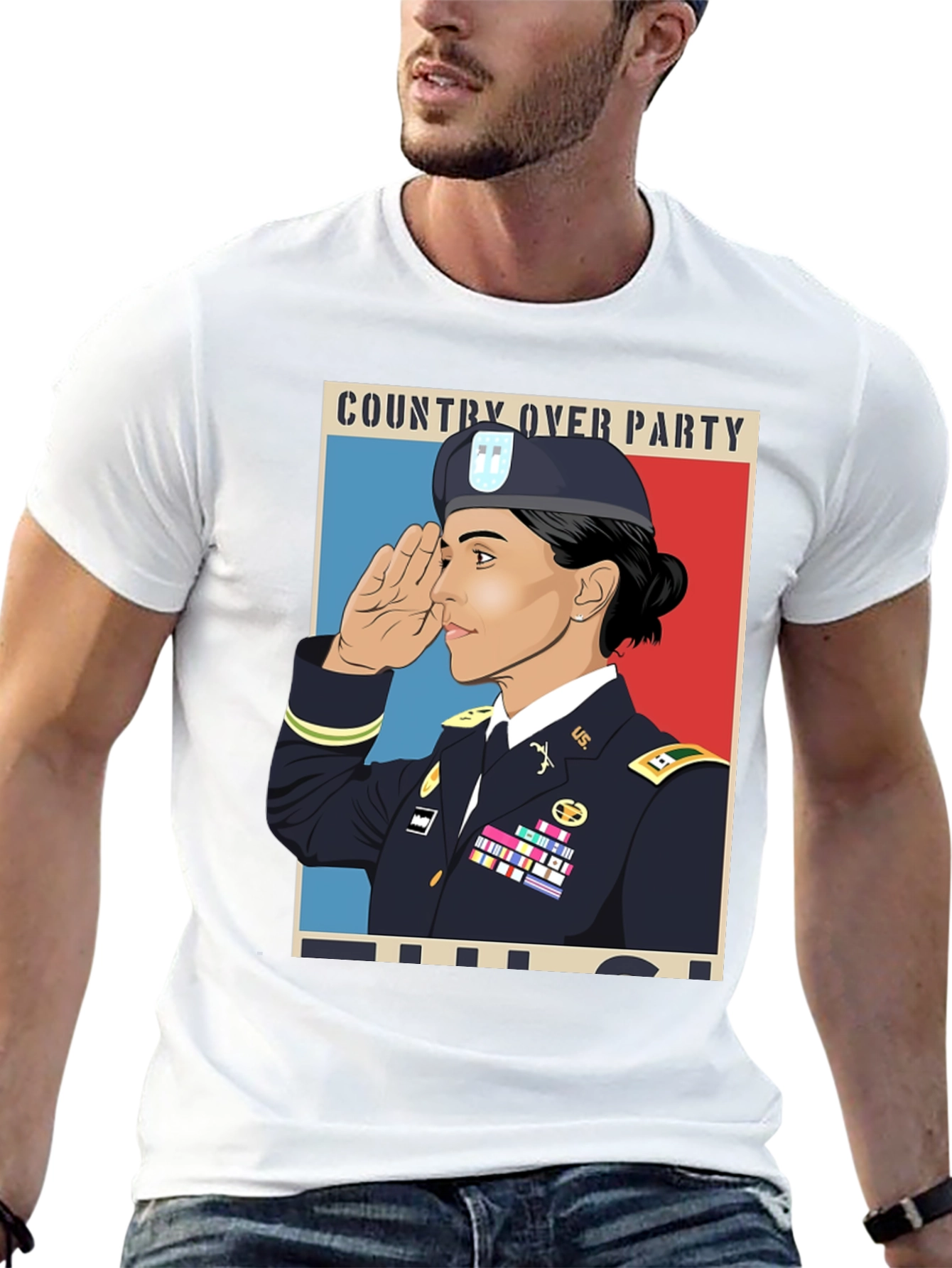 Country Over Party Woman Army T-Shirt