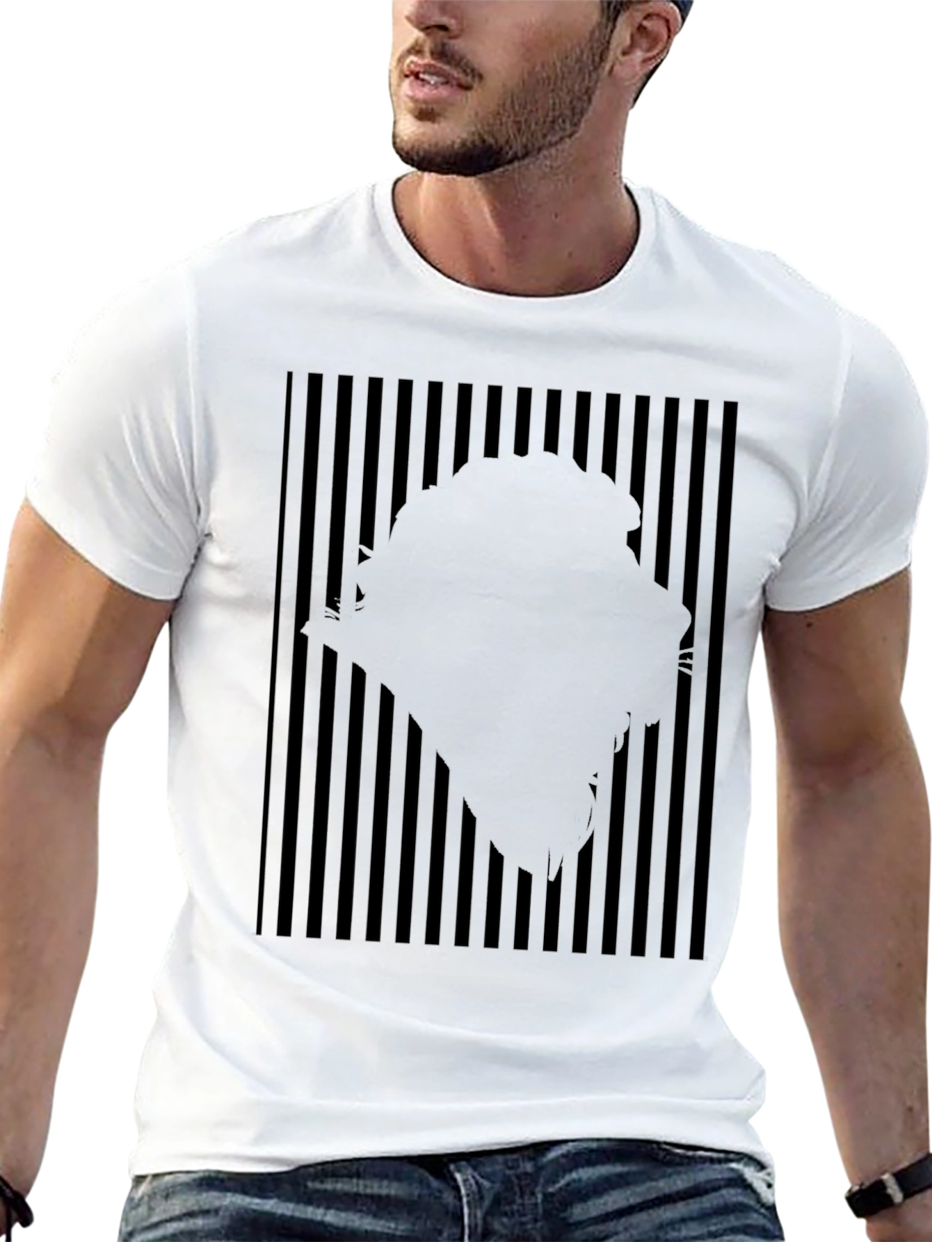 Abstract Striped Illusion Black T-Shirt