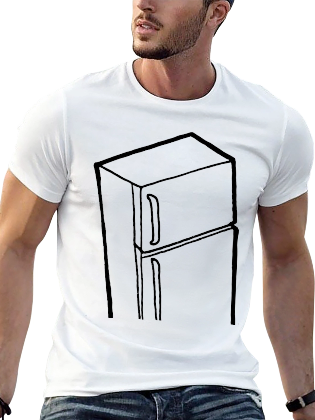 Refrigerator Outline Graphic Tee - Black