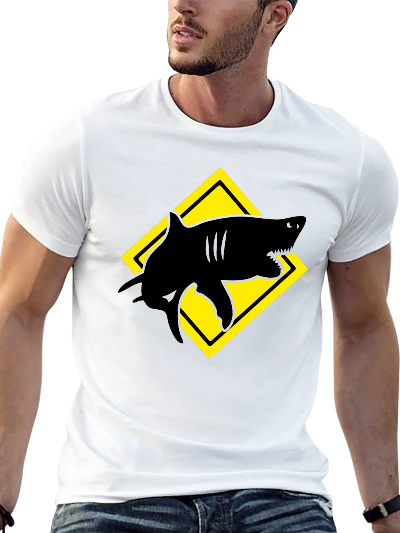 Shark Warning T-Shirt - Black Graphic Tee