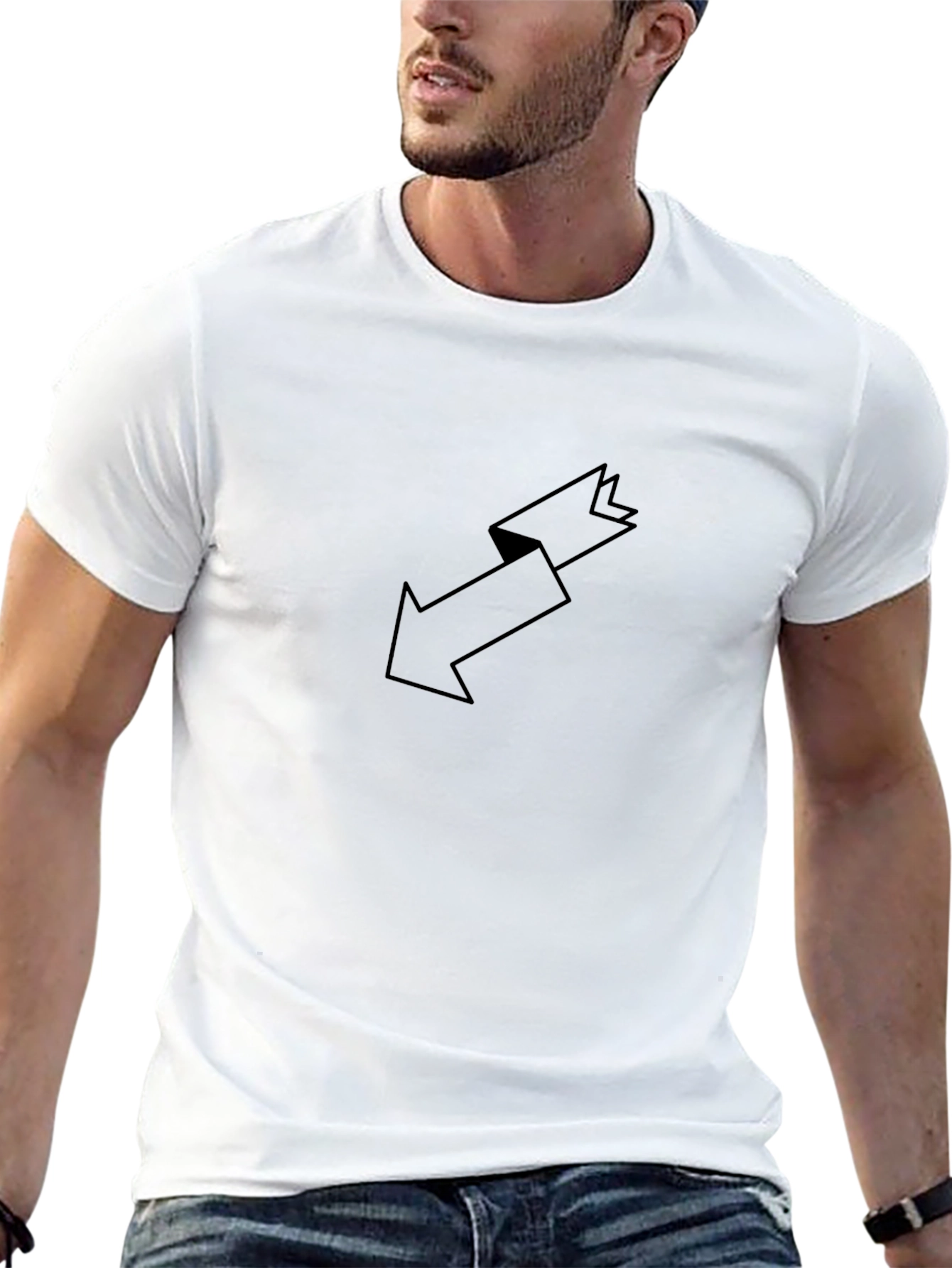 Black Arrow Ribbon Graphic Tee - Stylish Casual Wear