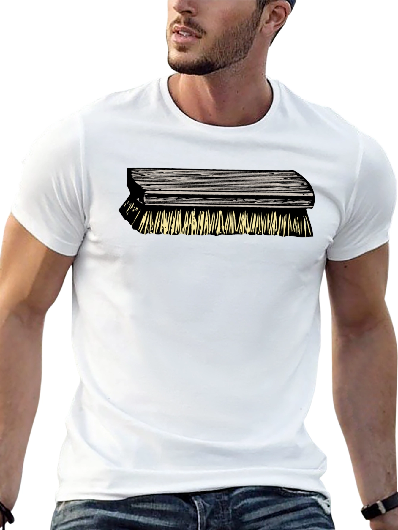 Novelty Brush Graphic Tee - Unique Design Casual Style