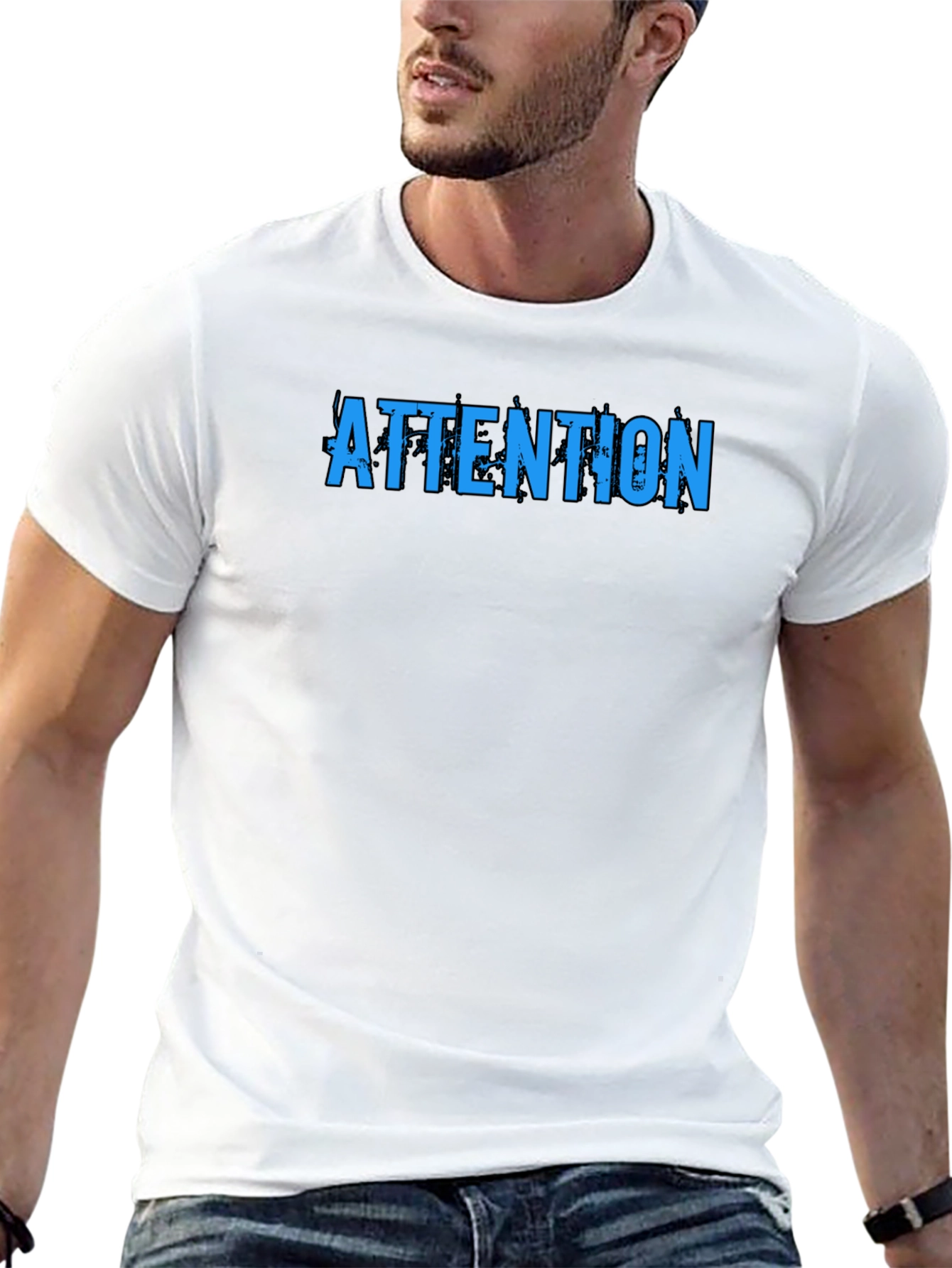 Attention Graphic Tee - Trendy Black T-Shirt