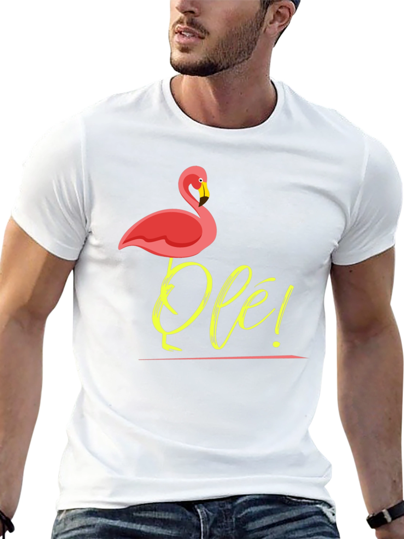 Ole! Flamingo Graphic Tee - Casual Mens T-Shirt
