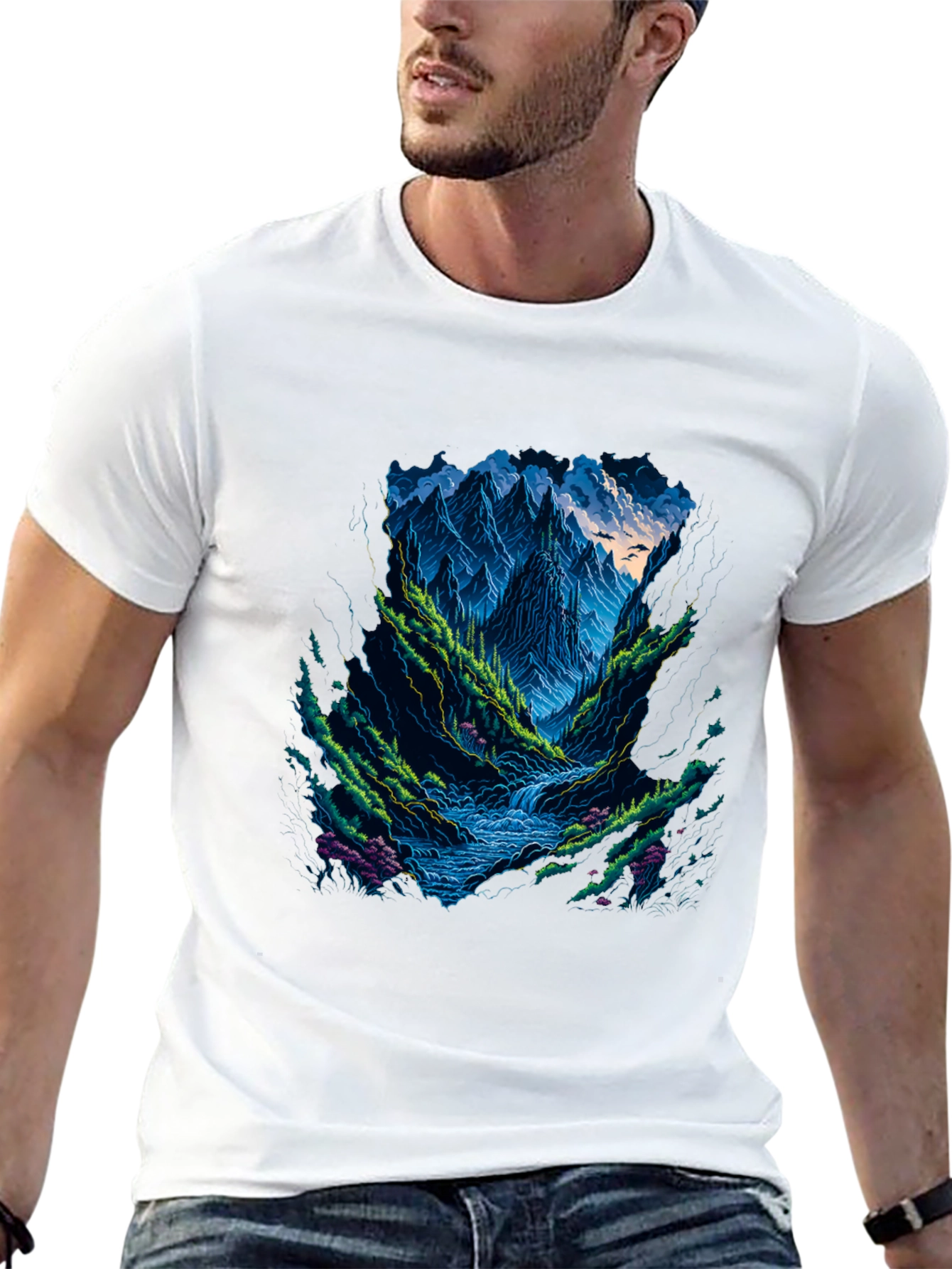 Mountain Stream Graphic Tee - Black