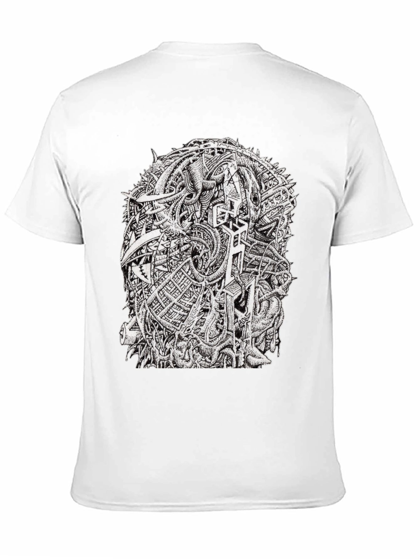 Abstract Graphic Tee - Black Crew Neck Cotton T-Shirt