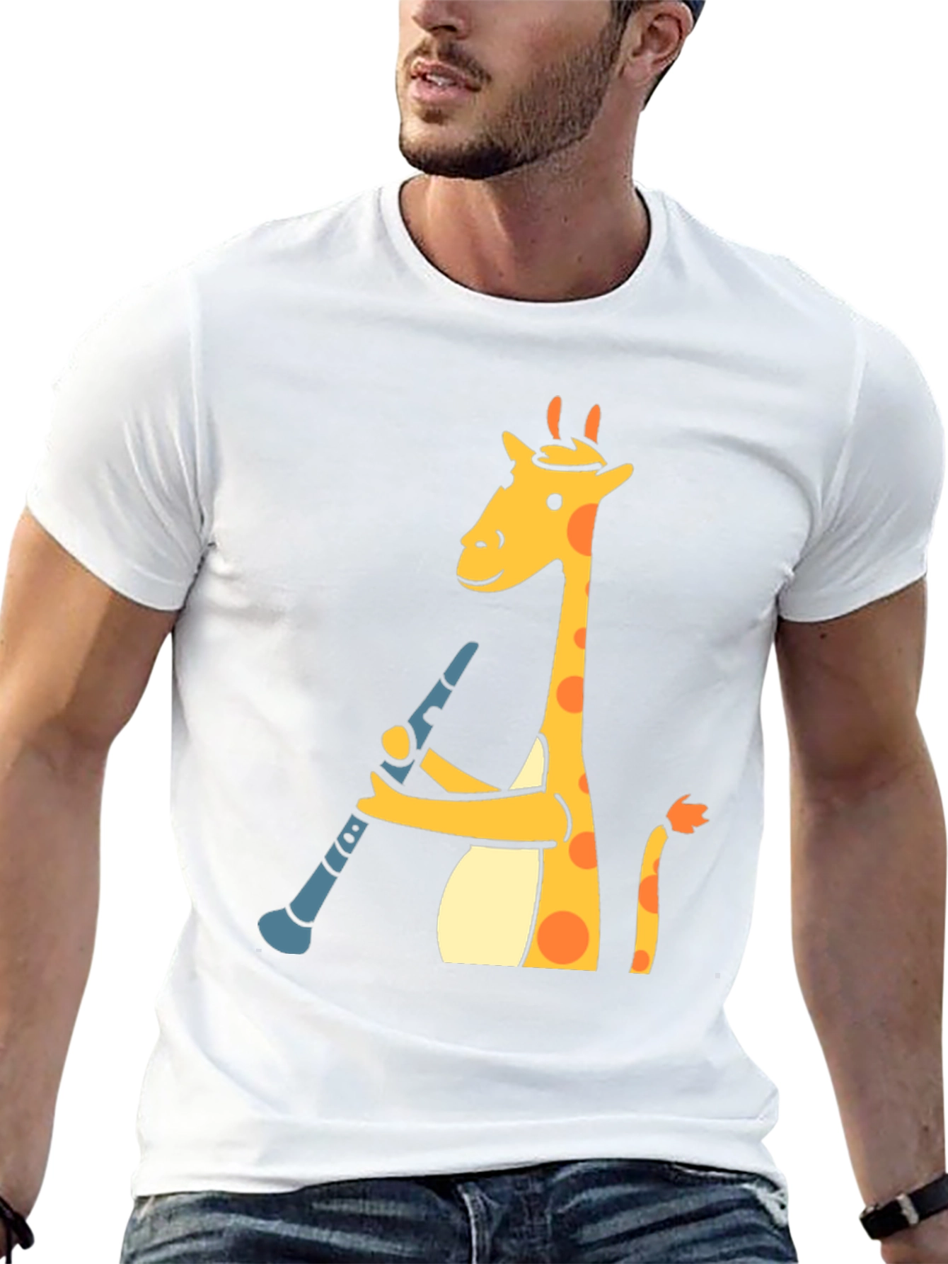 Giraffe Clarinet Player T-Shirt - Black