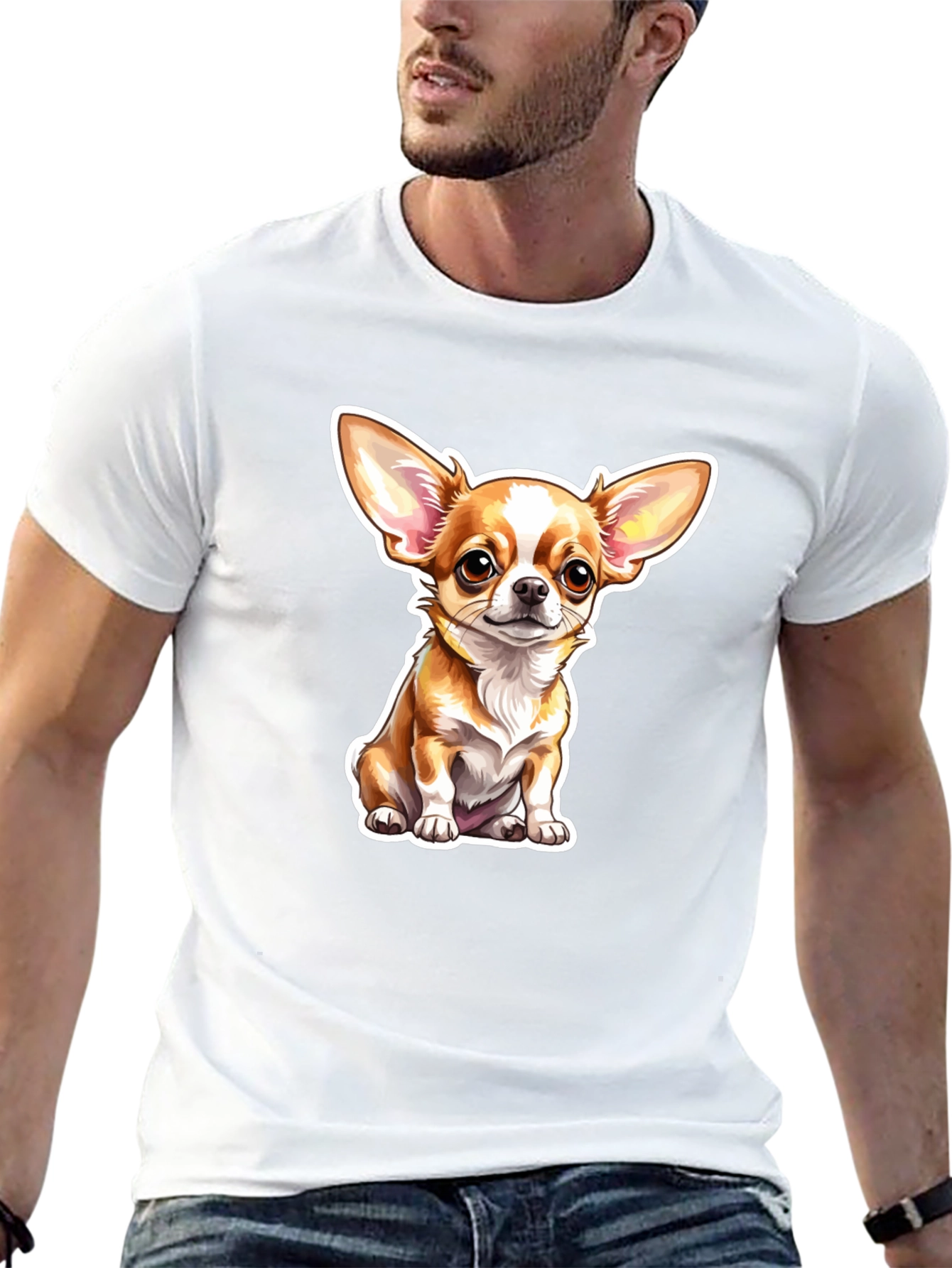 Chihuahua Dog Cartoon Graphic Black T-Shirt