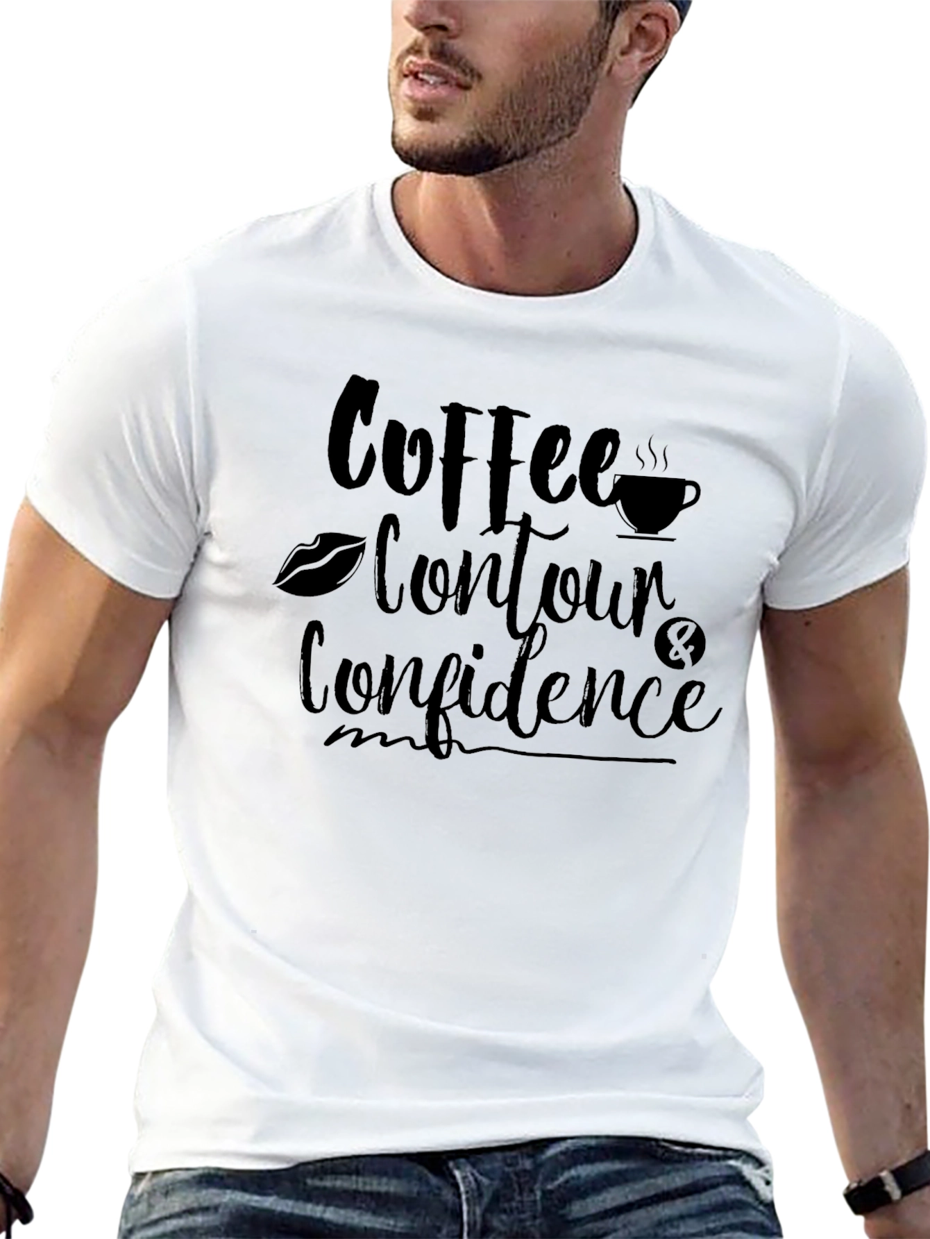Coffee Contour Confidence Black T-Shirt